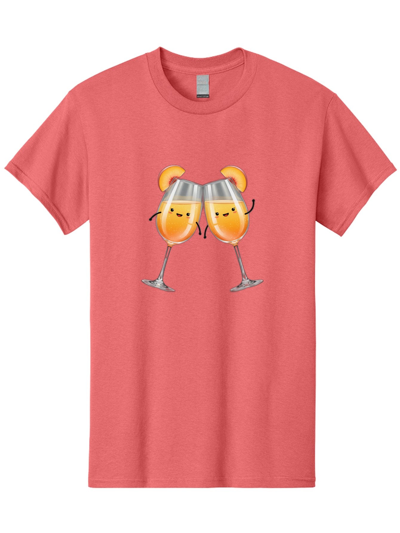 Peach-Bellini Men'S Graphic Tee, 100% Cotton, Comfortable Casual Summer Wear, Machine Washable, Peach Bellini Cocktail, Champagne Flutes, Cartoon Characters, Peach Slices, Festive Drinks, Happy Hour, Cocktail Party, Celebratory Toast Bad411 12