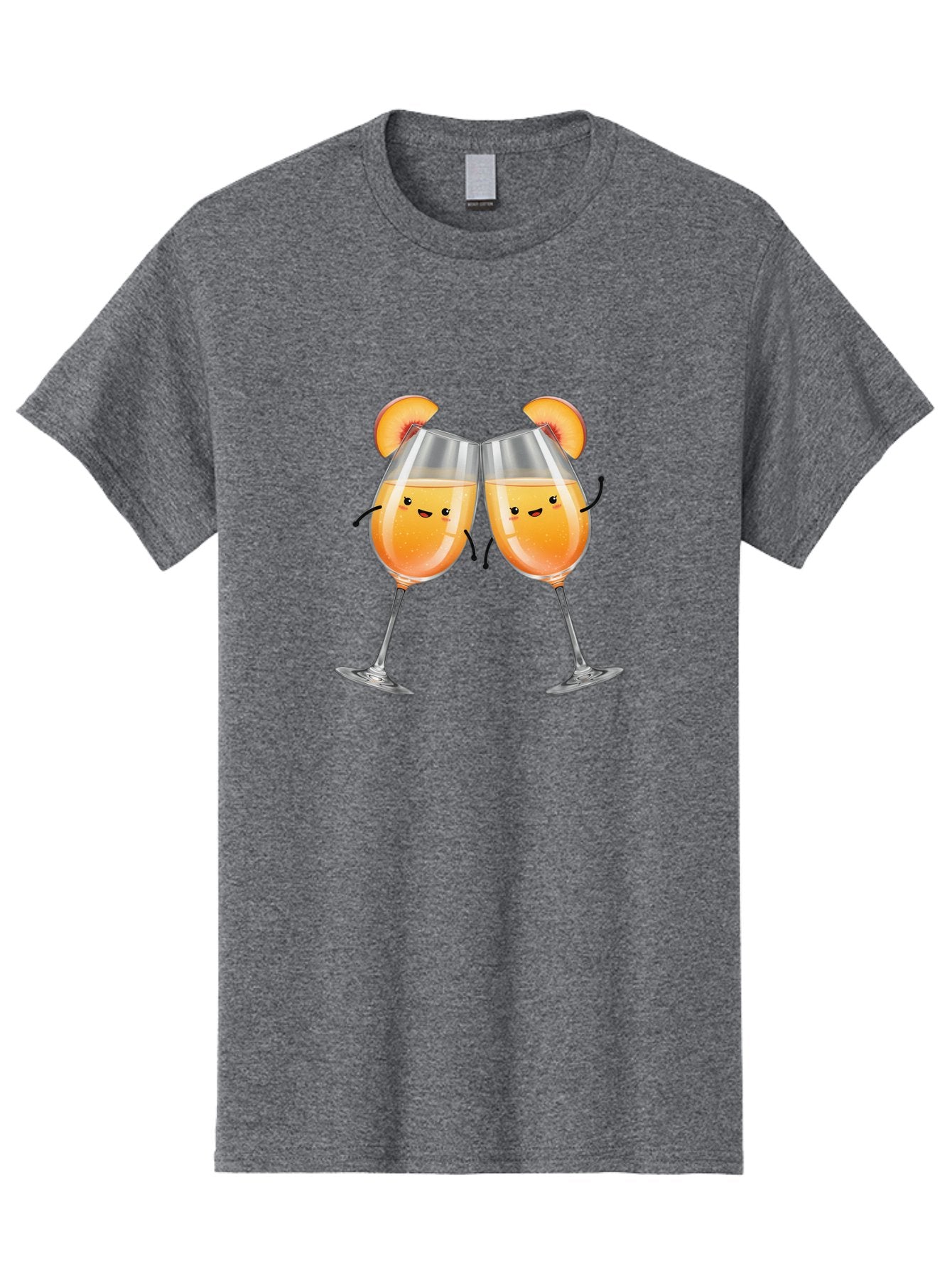 Peach-Bellini Men'S Graphic Tee, 100% Cotton, Comfortable Casual Summer Wear, Machine Washable, Peach Bellini Cocktail, Champagne Flutes, Cartoon Characters, Peach Slices, Festive Drinks, Happy Hour, Cocktail Party, Celebratory Toast Bad411 15