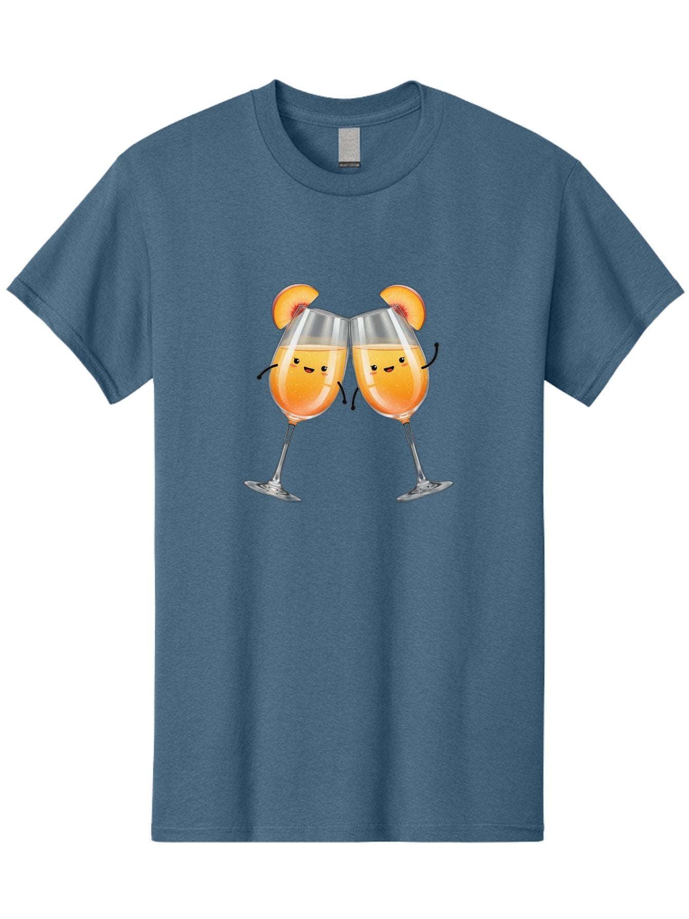 Peach-Bellini Men'S Graphic Tee, 100% Cotton, Comfortable Casual Summer Wear, Machine Washable, Peach Bellini Cocktail, Champagne Flutes, Cartoon Characters, Peach Slices, Festive Drinks, Happy Hour, Cocktail Party, Celebratory Toast Bad411 6