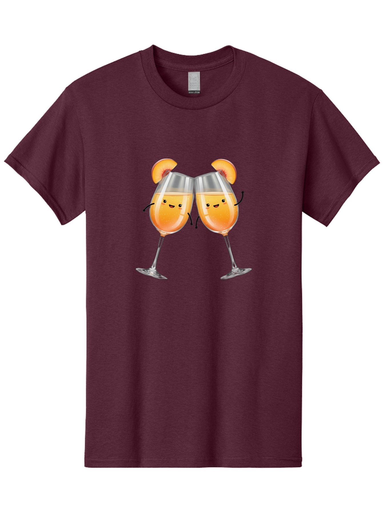 Peach-Bellini Men'S Graphic Tee, 100% Cotton, Comfortable Casual Summer Wear, Machine Washable, Peach Bellini Cocktail, Champagne Flutes, Cartoon Characters, Peach Slices, Festive Drinks, Happy Hour, Cocktail Party, Celebratory Toast Bad411 8