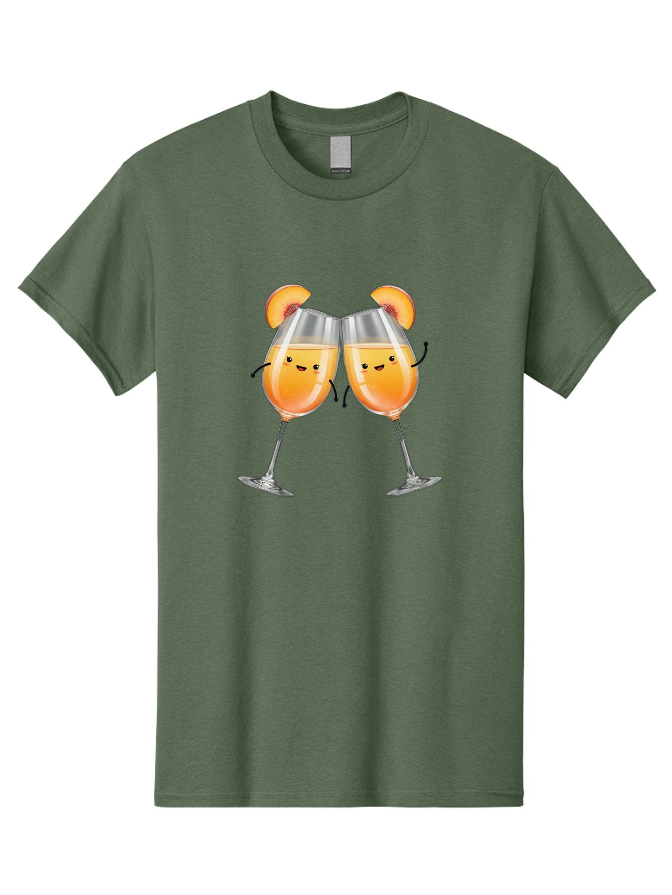 Peach-Bellini Men'S Graphic Tee, 100% Cotton, Comfortable Casual Summer Wear, Machine Washable, Peach Bellini Cocktail, Champagne Flutes, Cartoon Characters, Peach Slices, Festive Drinks, Happy Hour, Cocktail Party, Celebratory Toast Bad411 11