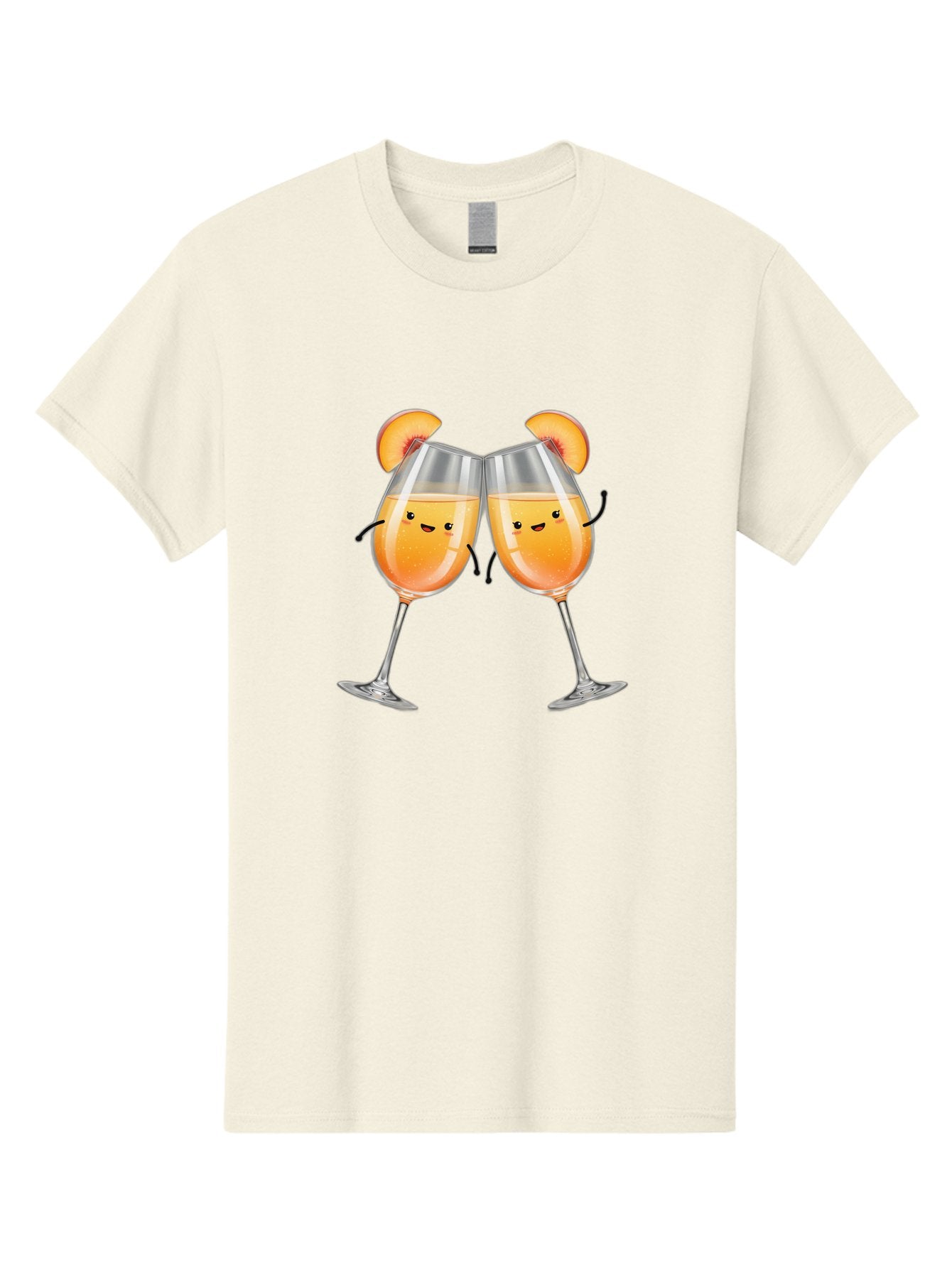 Peach-Bellini Men'S Graphic Tee, 100% Cotton, Comfortable Casual Summer Wear, Machine Washable, Peach Bellini Cocktail, Champagne Flutes, Cartoon Characters, Peach Slices, Festive Drinks, Happy Hour, Cocktail Party, Celebratory Toast Bad411 14