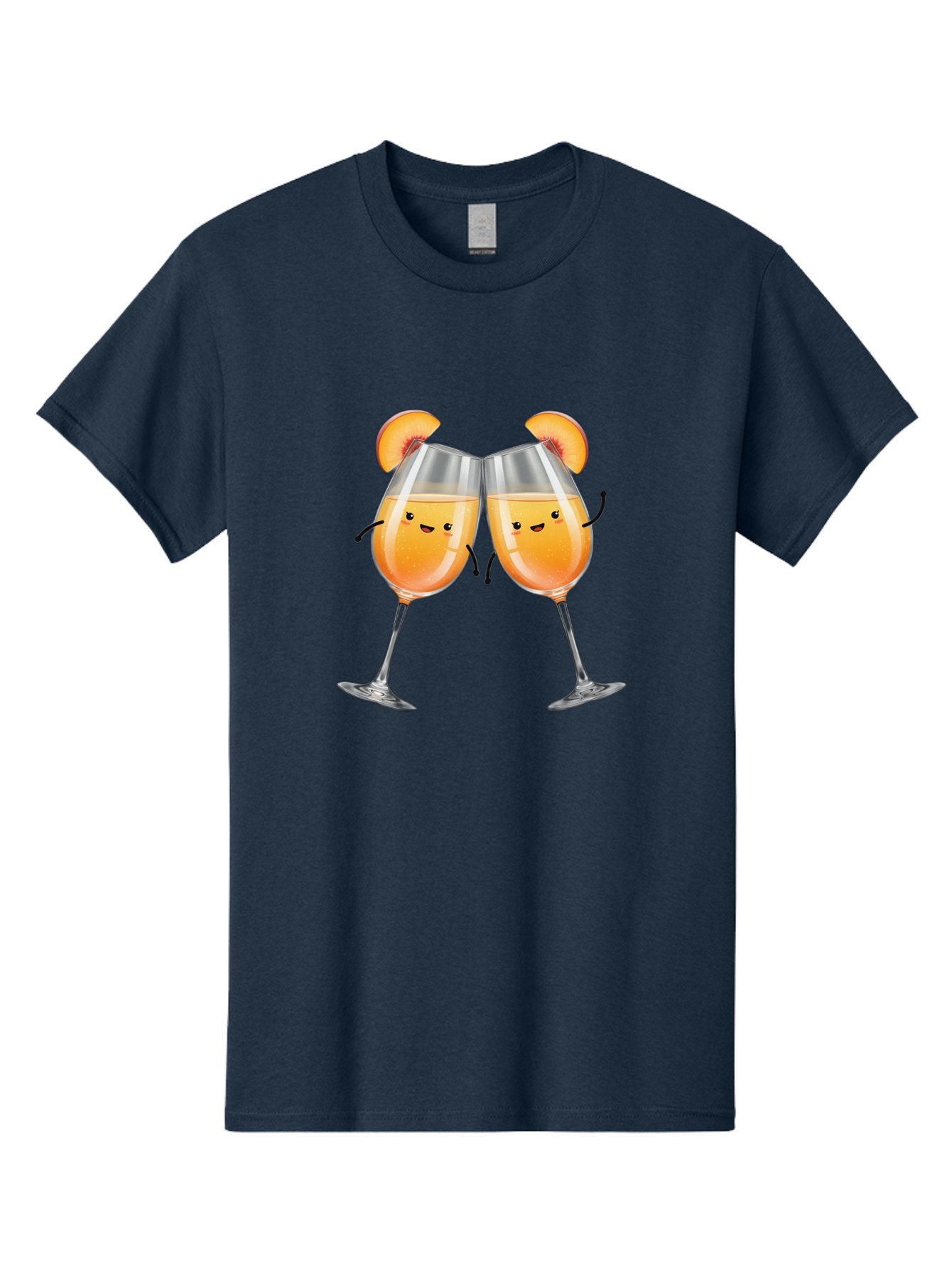 Peach-Bellini Men'S Graphic Tee, 100% Cotton, Comfortable Casual Summer Wear, Machine Washable, Peach Bellini Cocktail, Champagne Flutes, Cartoon Characters, Peach Slices, Festive Drinks, Happy Hour, Cocktail Party, Celebratory Toast Bad411 5
