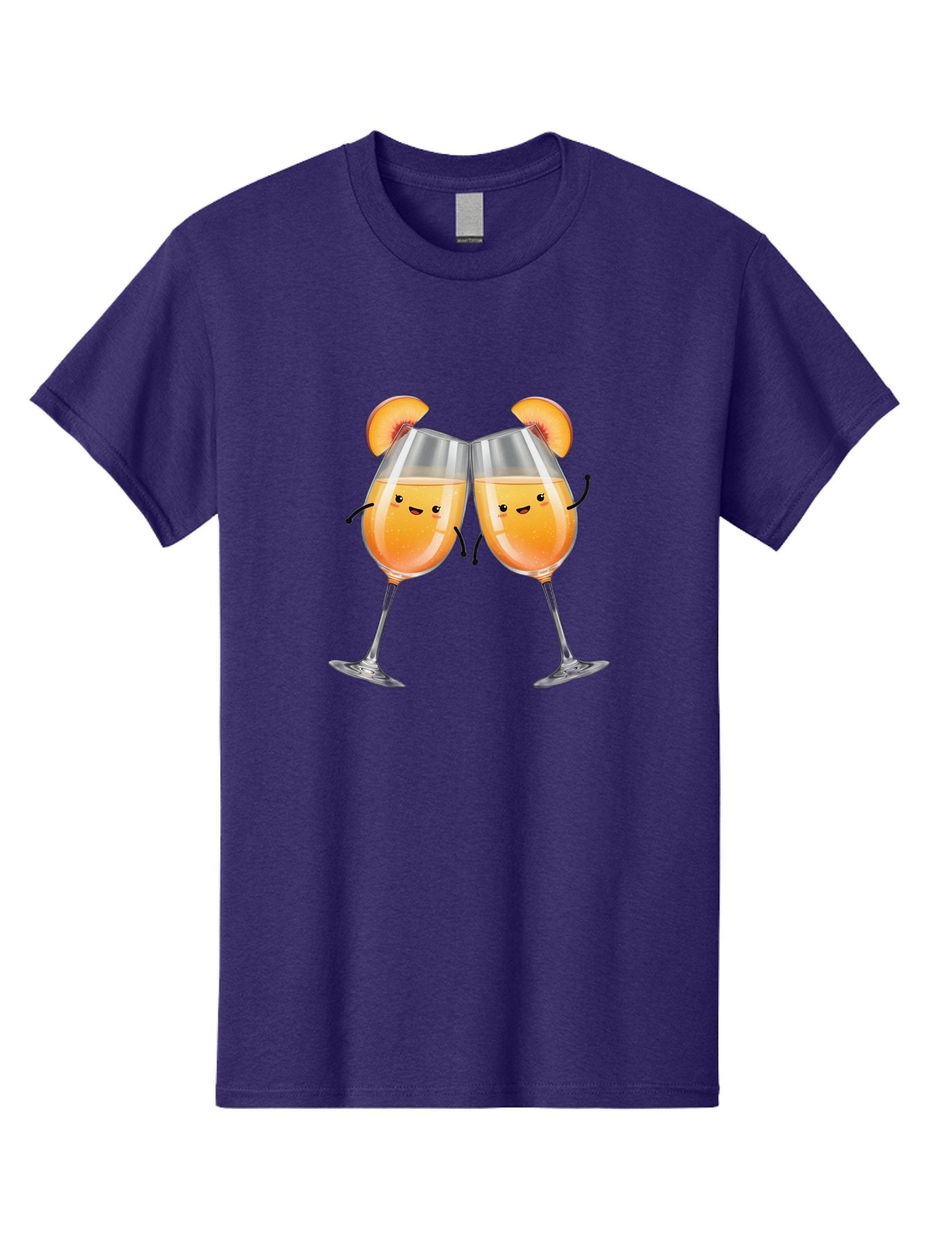 Peach-Bellini Men'S Graphic Tee, 100% Cotton, Comfortable Casual Summer Wear, Machine Washable, Peach Bellini Cocktail, Champagne Flutes, Cartoon Characters, Peach Slices, Festive Drinks, Happy Hour, Cocktail Party, Celebratory Toast Bad411 9