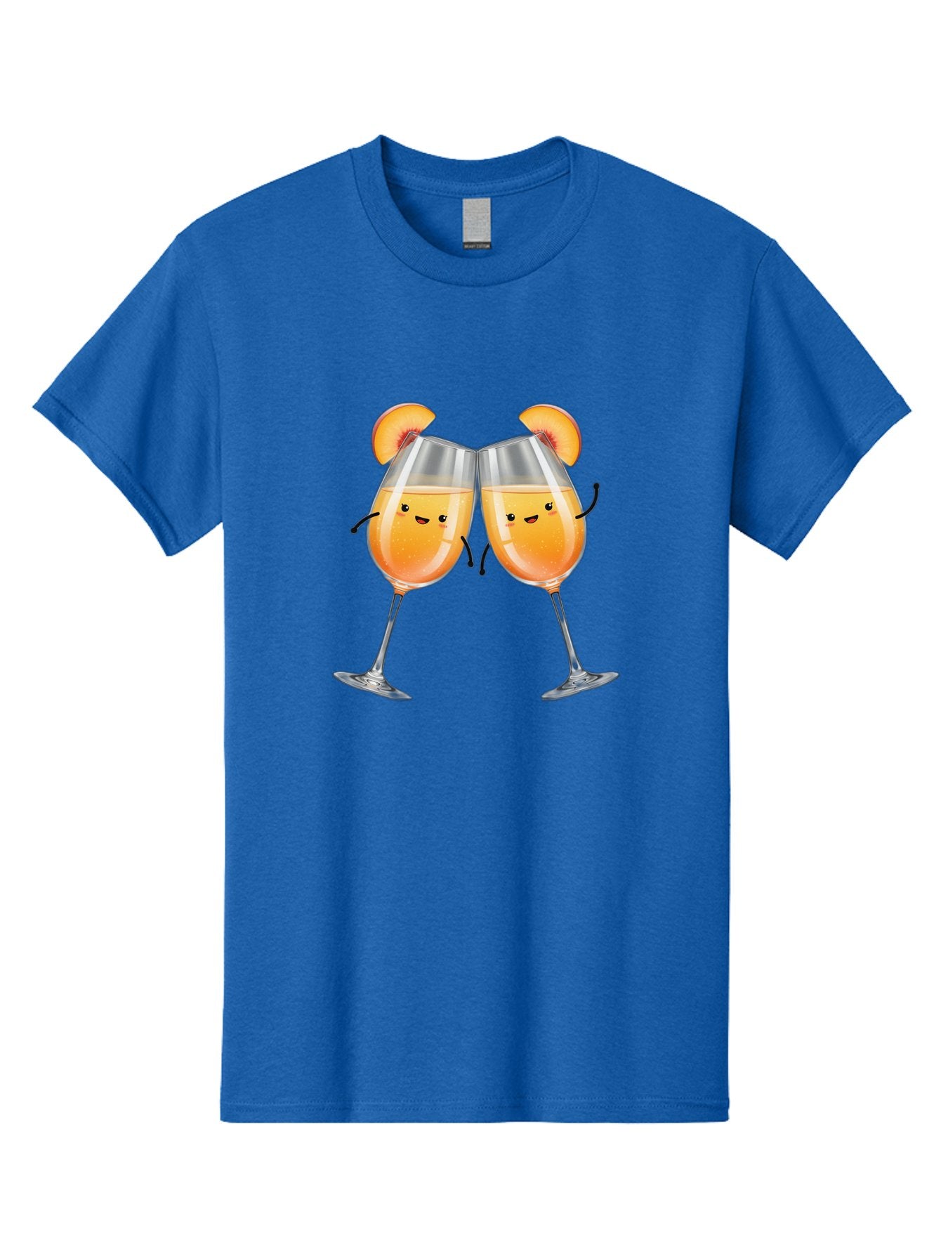 Peach-Bellini Men'S Graphic Tee, 100% Cotton, Comfortable Casual Summer Wear, Machine Washable, Peach Bellini Cocktail, Champagne Flutes, Cartoon Characters, Peach Slices, Festive Drinks, Happy Hour, Cocktail Party, Celebratory Toast Bad411