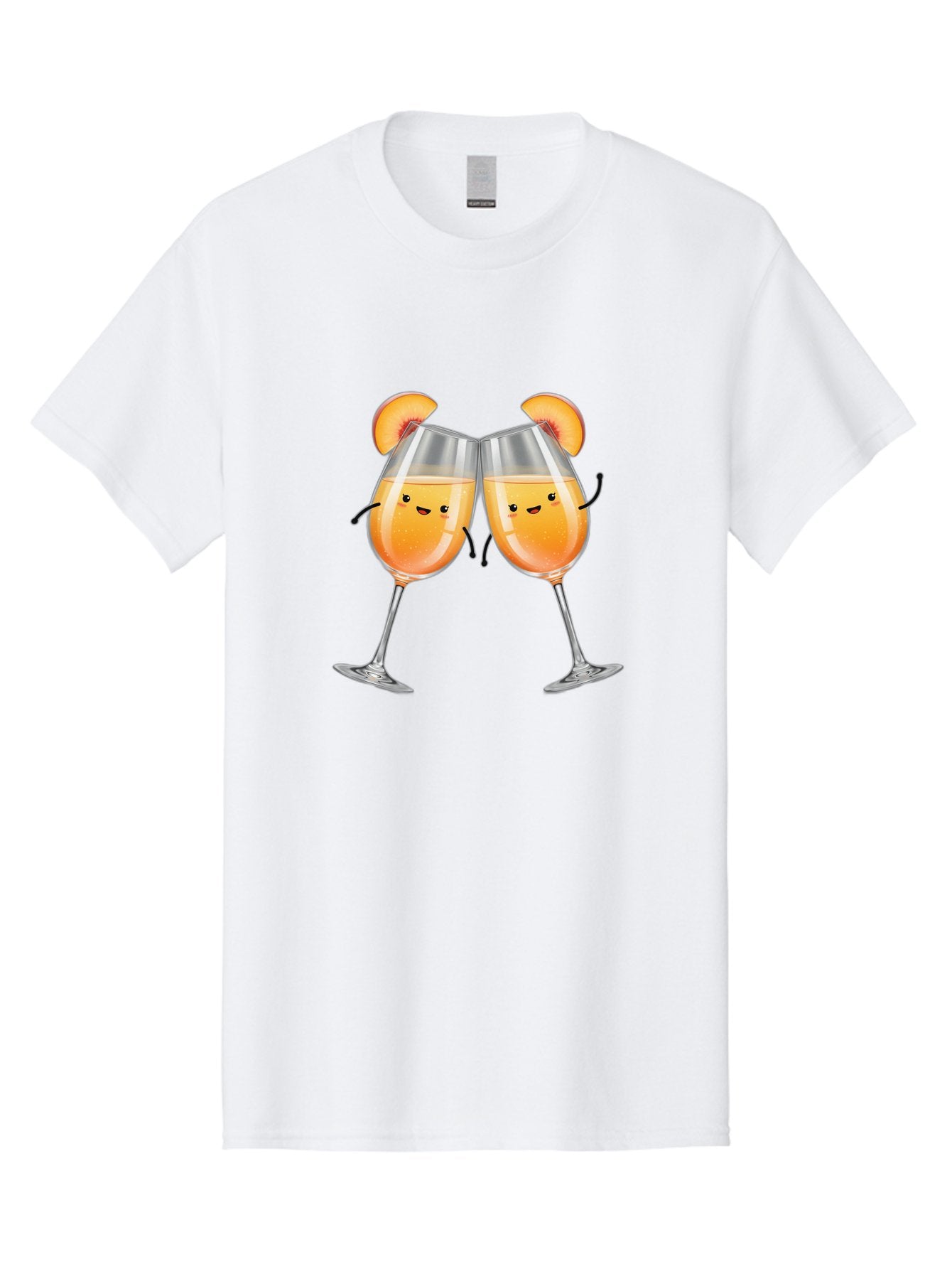 Peach-Bellini Men'S Graphic Tee, 100% Cotton, Comfortable Casual Summer Wear, Machine Washable, Peach Bellini Cocktail, Champagne Flutes, Cartoon Characters, Peach Slices, Festive Drinks, Happy Hour, Cocktail Party, Celebratory Toast Bad411 13