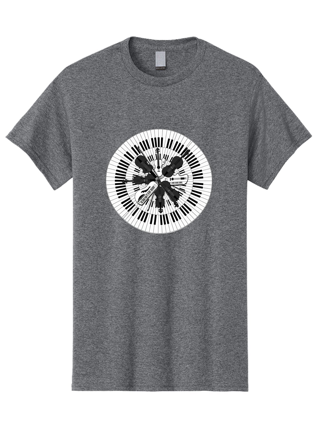 Piano-Keys-Music-Instruments Men'S Graphic Tee, 100% Cotton, Comfortable Casual Summer Wear, Machine Washable, Music Instruments, Musical Notes, Guitar, Microphone, Sound Equipment, Audio Technology, Music Production, Sound Waves, Bad413