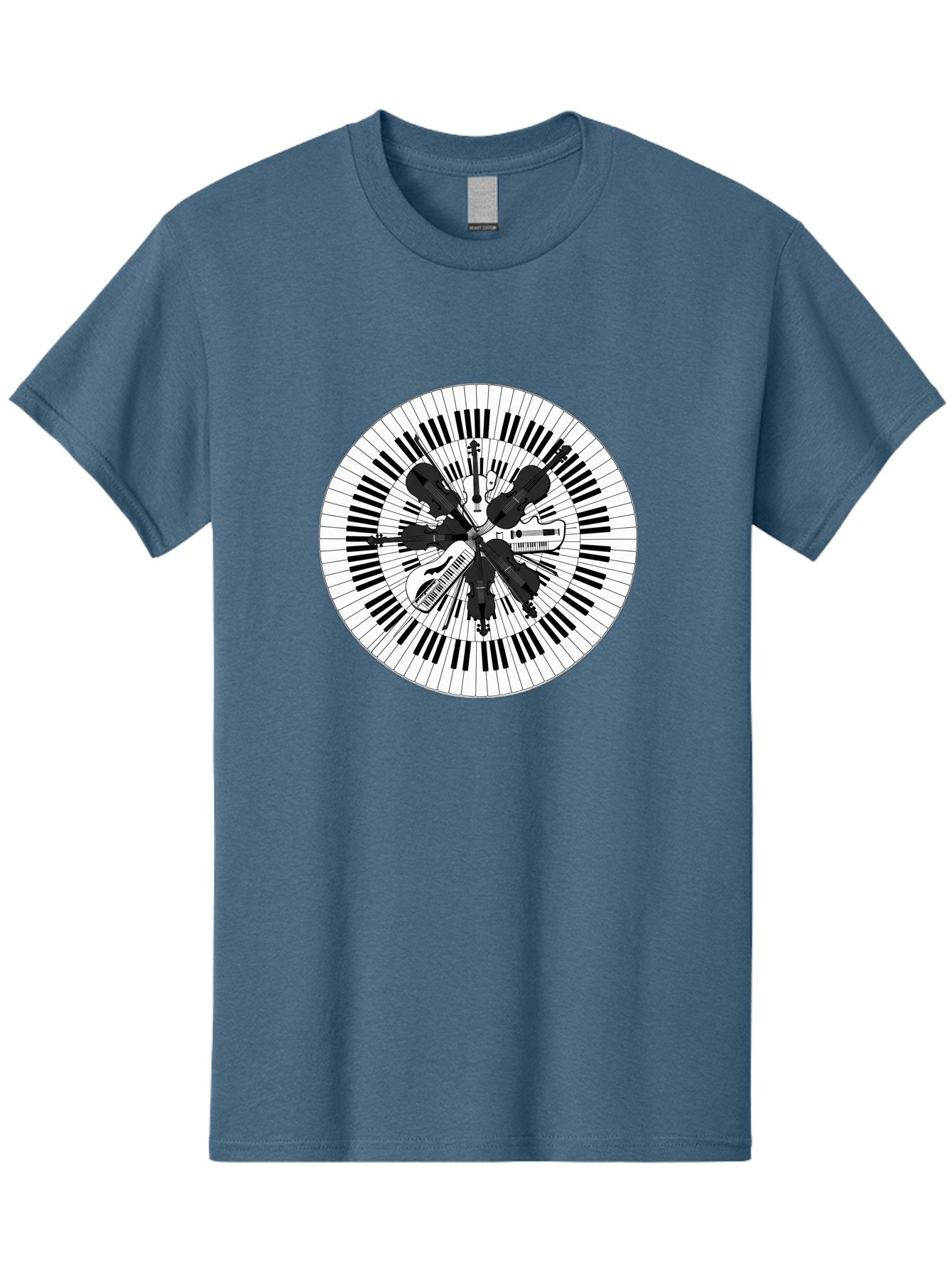 Piano-Keys-Music-Instruments Men'S Graphic Tee, 100% Cotton, Comfortable Casual Summer Wear, Machine Washable, Music Instruments, Musical Notes, Guitar, Microphone, Sound Equipment, Audio Technology, Music Production, Sound Waves, Bad413 4