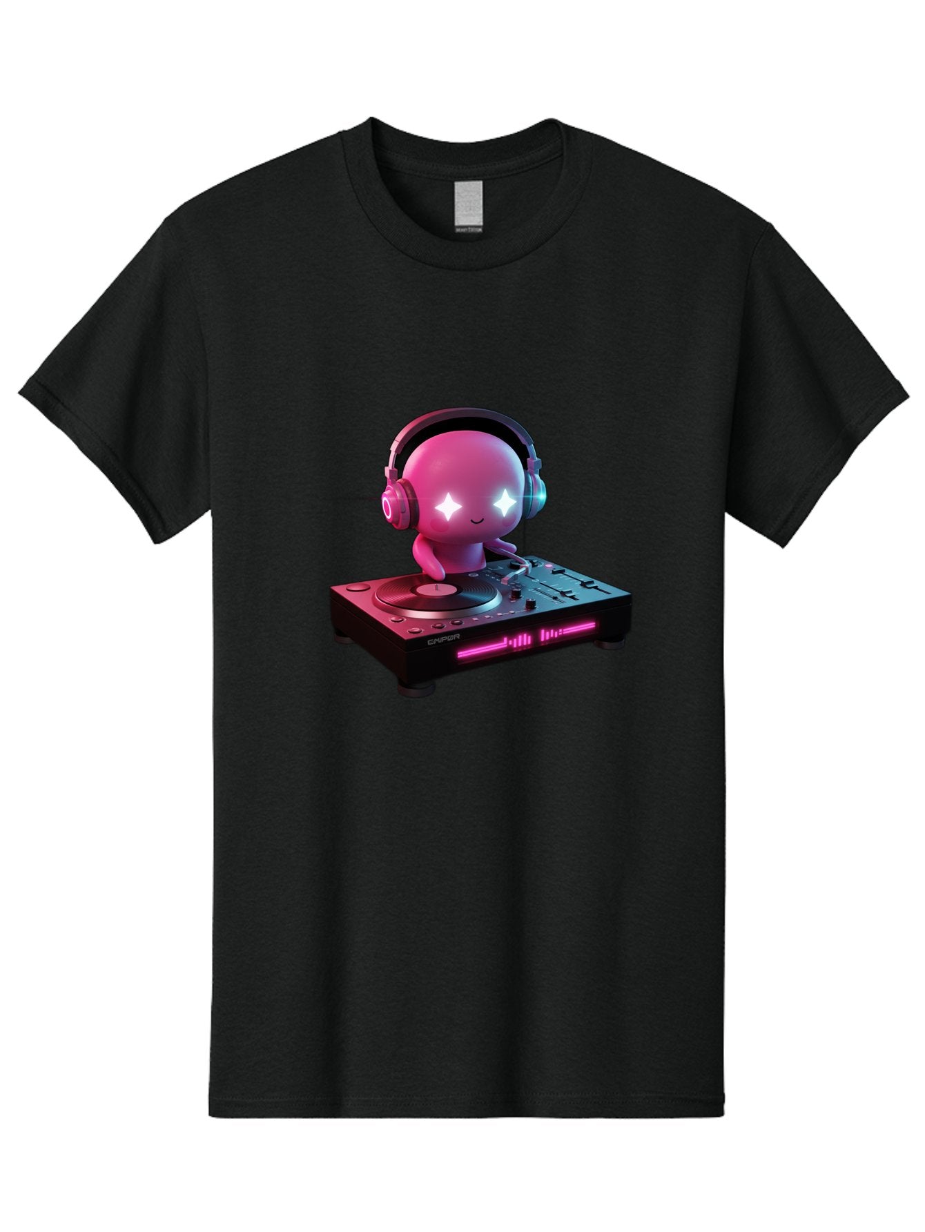 Pink-Alien-Dj Men'S Graphic Tee, 100% Cotton, Comfortable Casual Summer Wear, Machine Washable, Character Djing, Pink Headphones, Sparkling Eyes, Vinyl Record, Music Production, Electronic Dance Music, Dj Controller, Vibrant Scene, Bad421 8