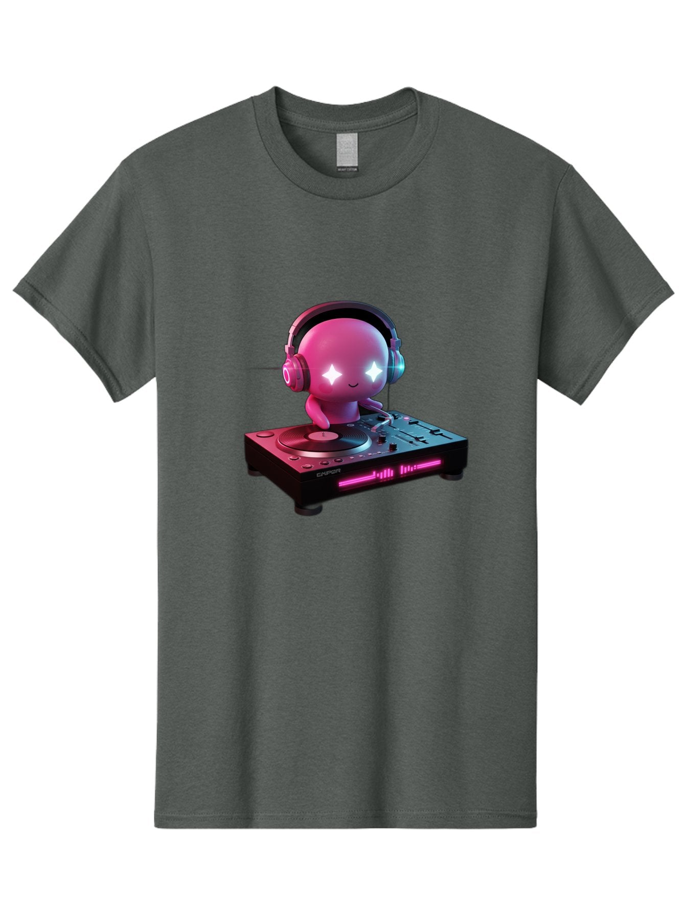 Pink-Alien-Dj Men'S Graphic Tee, 100% Cotton, Comfortable Casual Summer Wear, Machine Washable, Character Djing, Pink Headphones, Sparkling Eyes, Vinyl Record, Music Production, Electronic Dance Music, Dj Controller, Vibrant Scene, Bad421 12