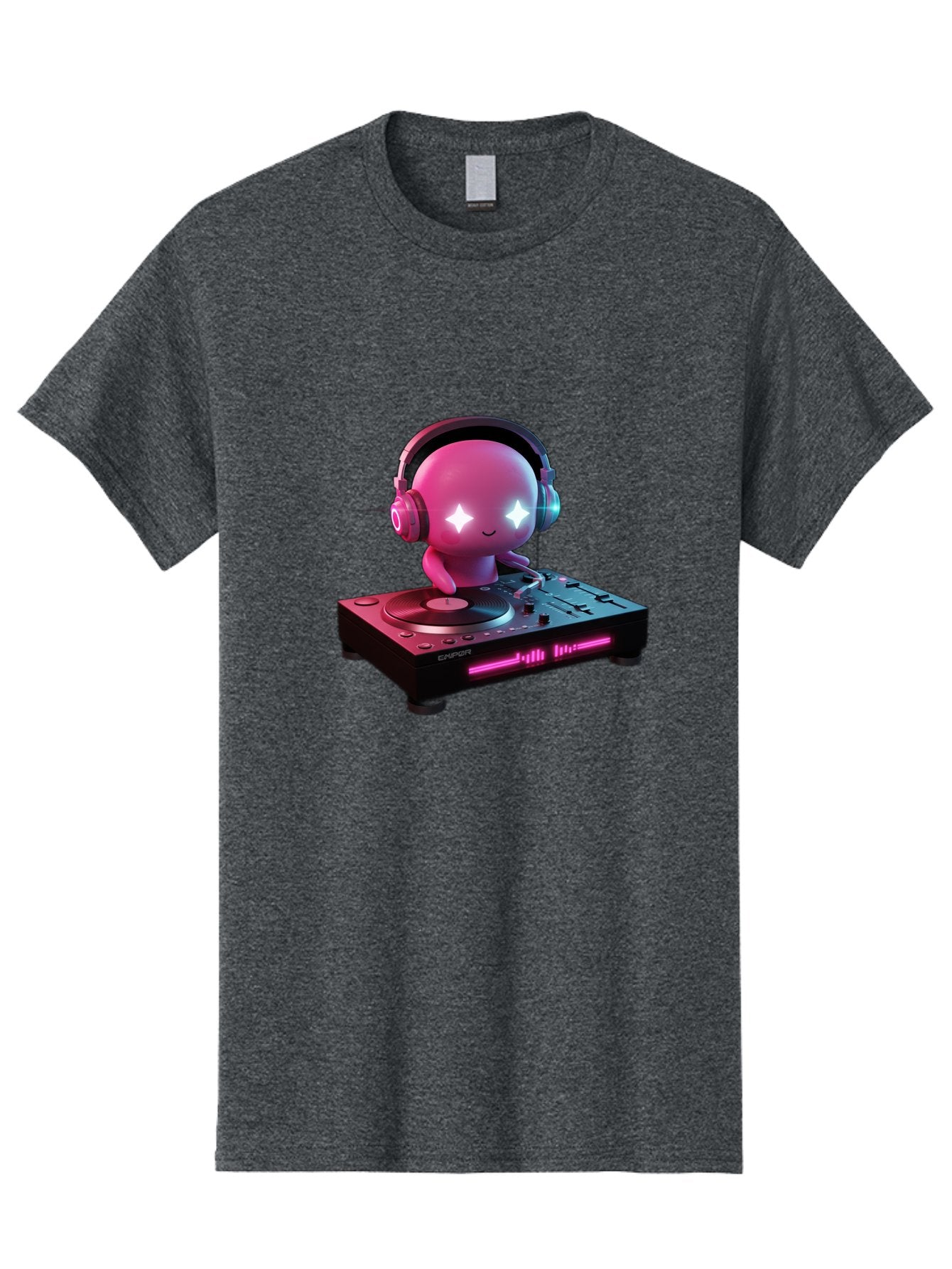 Pink-Alien-Dj Men'S Graphic Tee, 100% Cotton, Comfortable Casual Summer Wear, Machine Washable, Character Djing, Pink Headphones, Sparkling Eyes, Vinyl Record, Music Production, Electronic Dance Music, Dj Controller, Vibrant Scene, Bad421