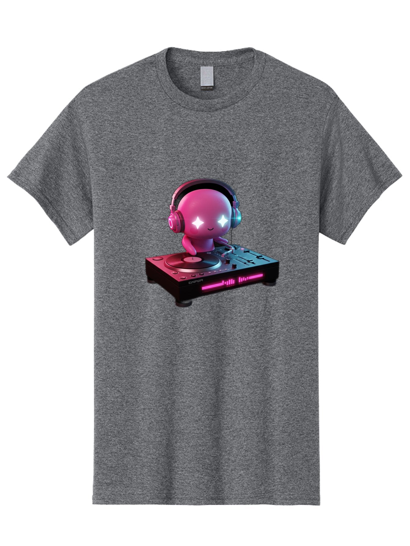Pink-Alien-Dj Men'S Graphic Tee, 100% Cotton, Comfortable Casual Summer Wear, Machine Washable, Character Djing, Pink Headphones, Sparkling Eyes, Vinyl Record, Music Production, Electronic Dance Music, Dj Controller, Vibrant Scene, Bad421 9