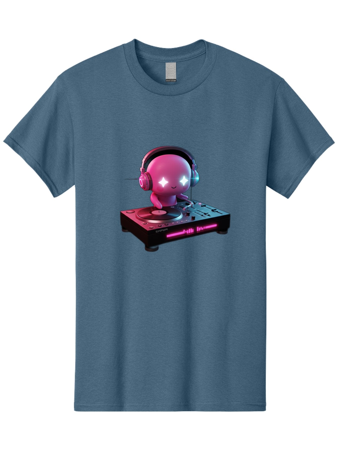 Pink-Alien-Dj Men'S Graphic Tee, 100% Cotton, Comfortable Casual Summer Wear, Machine Washable, Character Djing, Pink Headphones, Sparkling Eyes, Vinyl Record, Music Production, Electronic Dance Music, Dj Controller, Vibrant Scene, Bad421 11