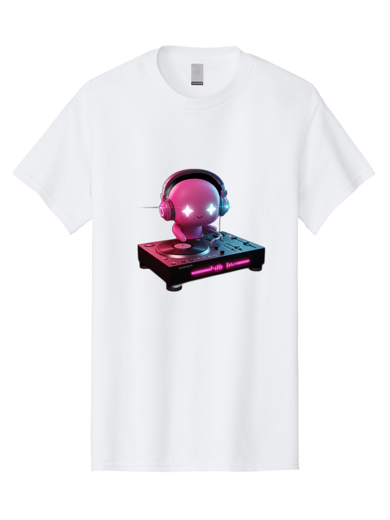 Pink-Alien-Dj Men'S Graphic Tee, 100% Cotton, Comfortable Casual Summer Wear, Machine Washable, Character Djing, Pink Headphones, Sparkling Eyes, Vinyl Record, Music Production, Electronic Dance Music, Dj Controller, Vibrant Scene, Bad421 15