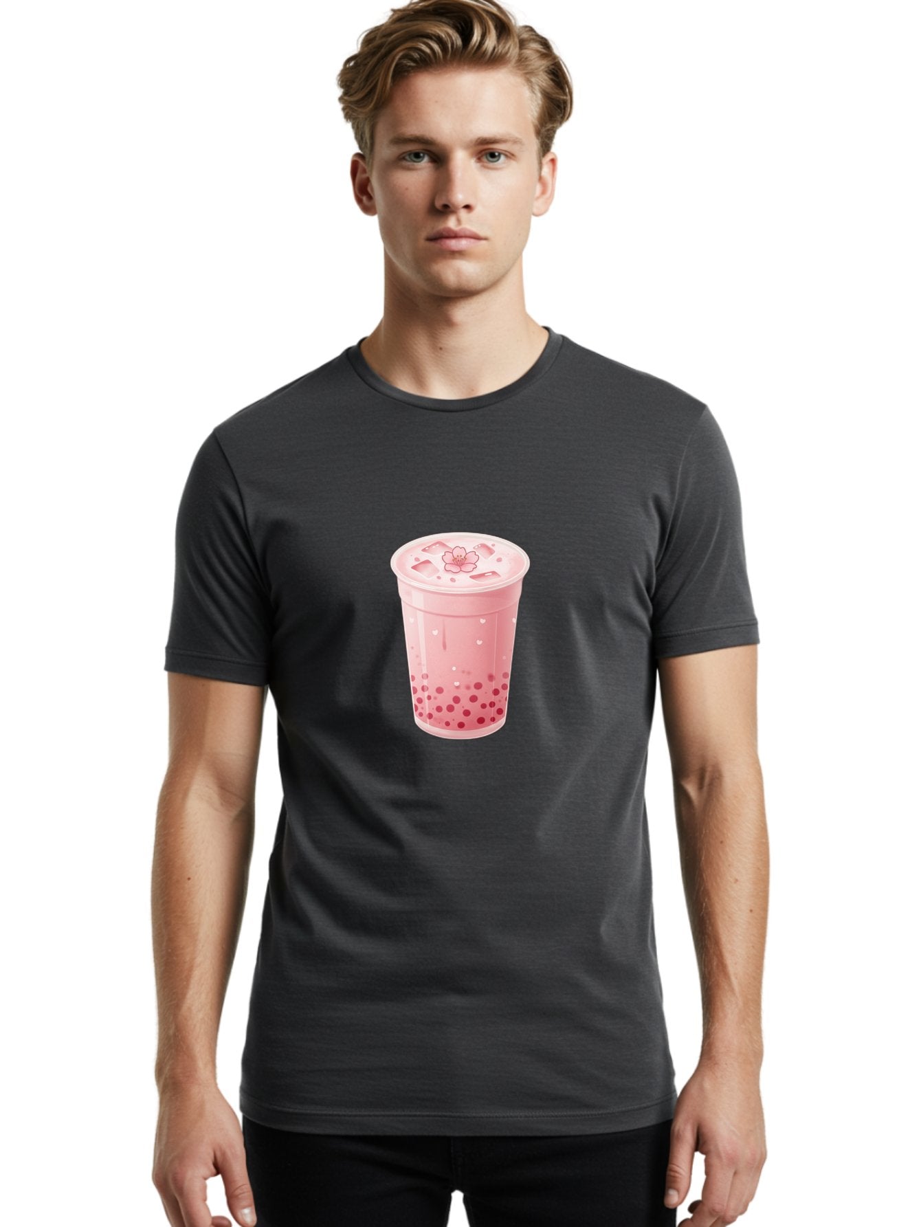 Pink-Boba-Tea-1 Men'S Graphic Tee, 100% Cotton, Comfortable Casual Summer Wear, Machine Washable, Boba Tea, Milk Tea, Bubble Tea, Pink Drink, Tapioca Pearls, Strawberry Tea, Tea With Boba, Boba Drink Bad424 19