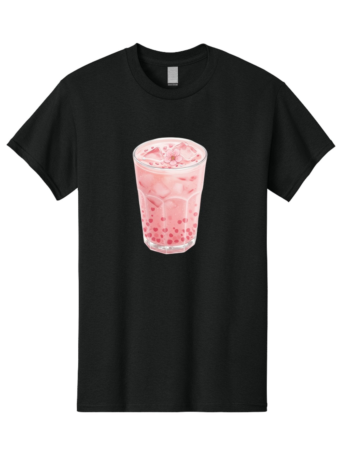 Pink-Boba-Tea Men'S Graphic Tee, 100% Cotton, Comfortable Casual Summer Wear, Machine Washable, Pink Boba, Boba Tea, Milk Tea, Iced Drink, Refreshing Beverage, Boba Bubbles, Sweet Treat, Floral Ice Cube, Chilled Drink Bad425 6