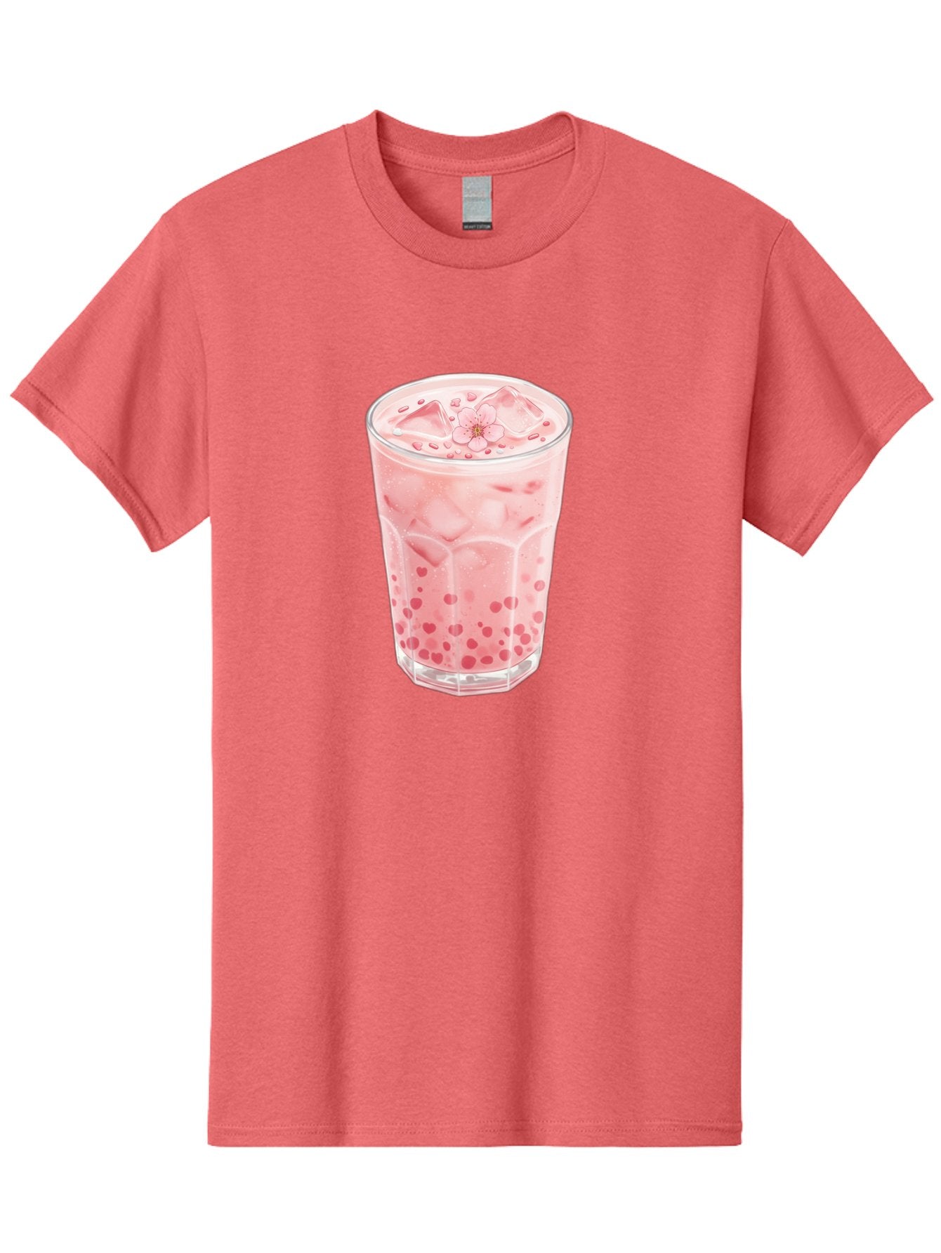 Pink-Boba-Tea Men'S Graphic Tee, 100% Cotton, Comfortable Casual Summer Wear, Machine Washable, Pink Boba, Boba Tea, Milk Tea, Iced Drink, Refreshing Beverage, Boba Bubbles, Sweet Treat, Floral Ice Cube, Chilled Drink Bad425 13