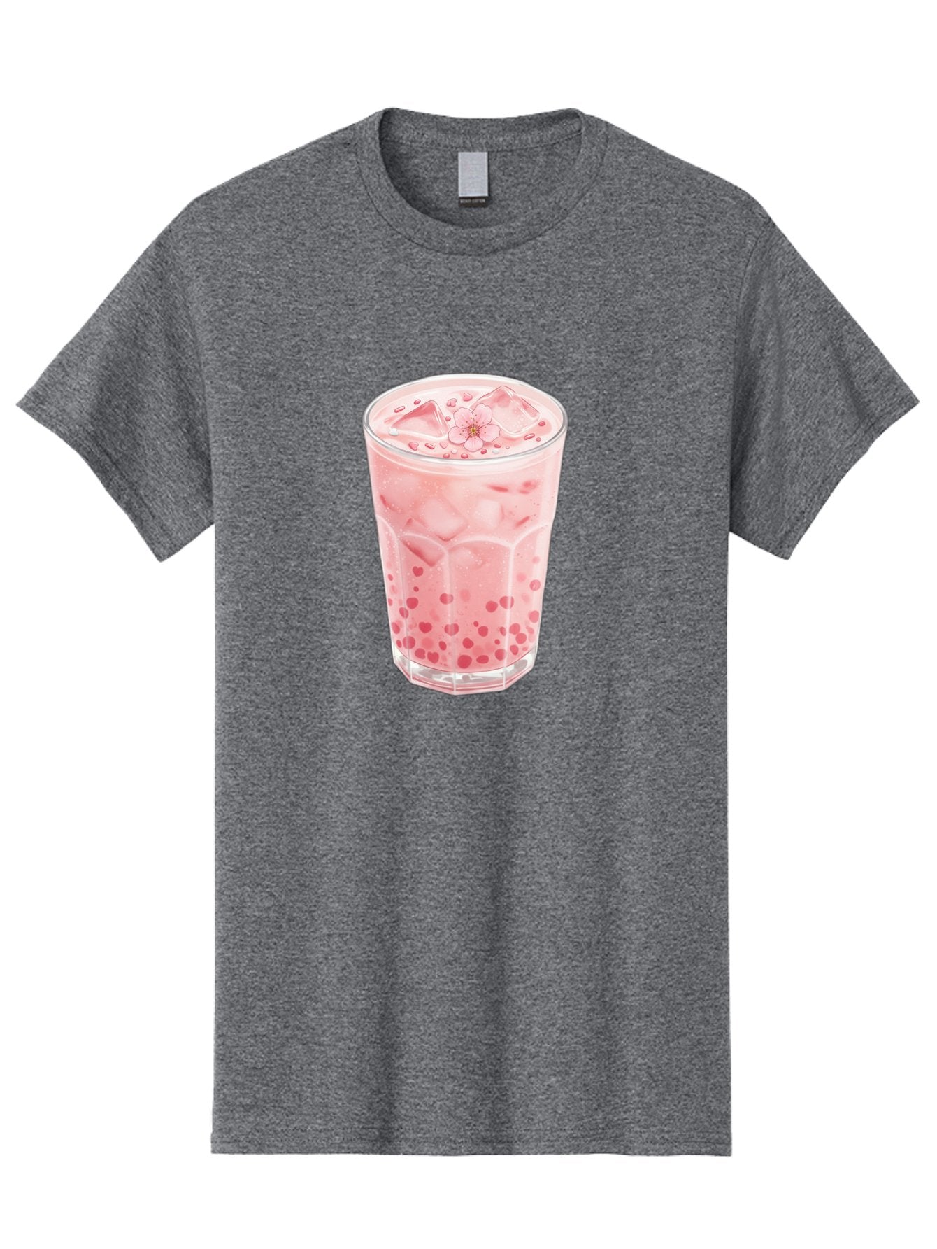 Pink-Boba-Tea Men'S Graphic Tee, 100% Cotton, Comfortable Casual Summer Wear, Machine Washable, Pink Boba, Boba Tea, Milk Tea, Iced Drink, Refreshing Beverage, Boba Bubbles, Sweet Treat, Floral Ice Cube, Chilled Drink Bad425 7