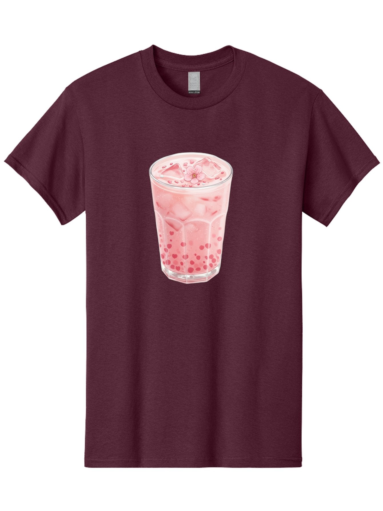 Pink-Boba-Tea Men'S Graphic Tee, 100% Cotton, Comfortable Casual Summer Wear, Machine Washable, Pink Boba, Boba Tea, Milk Tea, Iced Drink, Refreshing Beverage, Boba Bubbles, Sweet Treat, Floral Ice Cube, Chilled Drink Bad425 5
