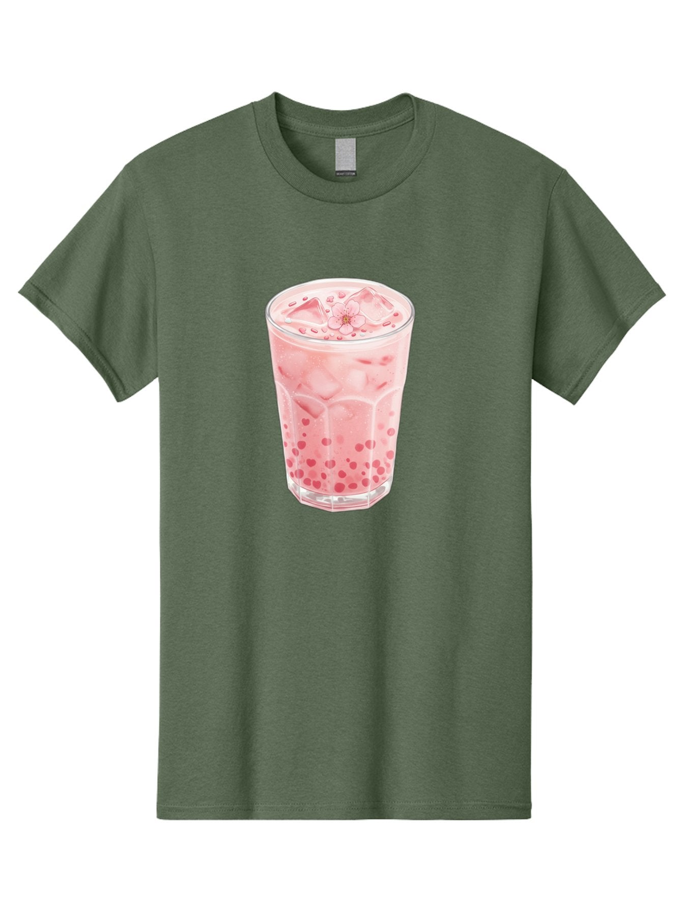 Pink-Boba-Tea Men'S Graphic Tee, 100% Cotton, Comfortable Casual Summer Wear, Machine Washable, Pink Boba, Boba Tea, Milk Tea, Iced Drink, Refreshing Beverage, Boba Bubbles, Sweet Treat, Floral Ice Cube, Chilled Drink Bad425 4