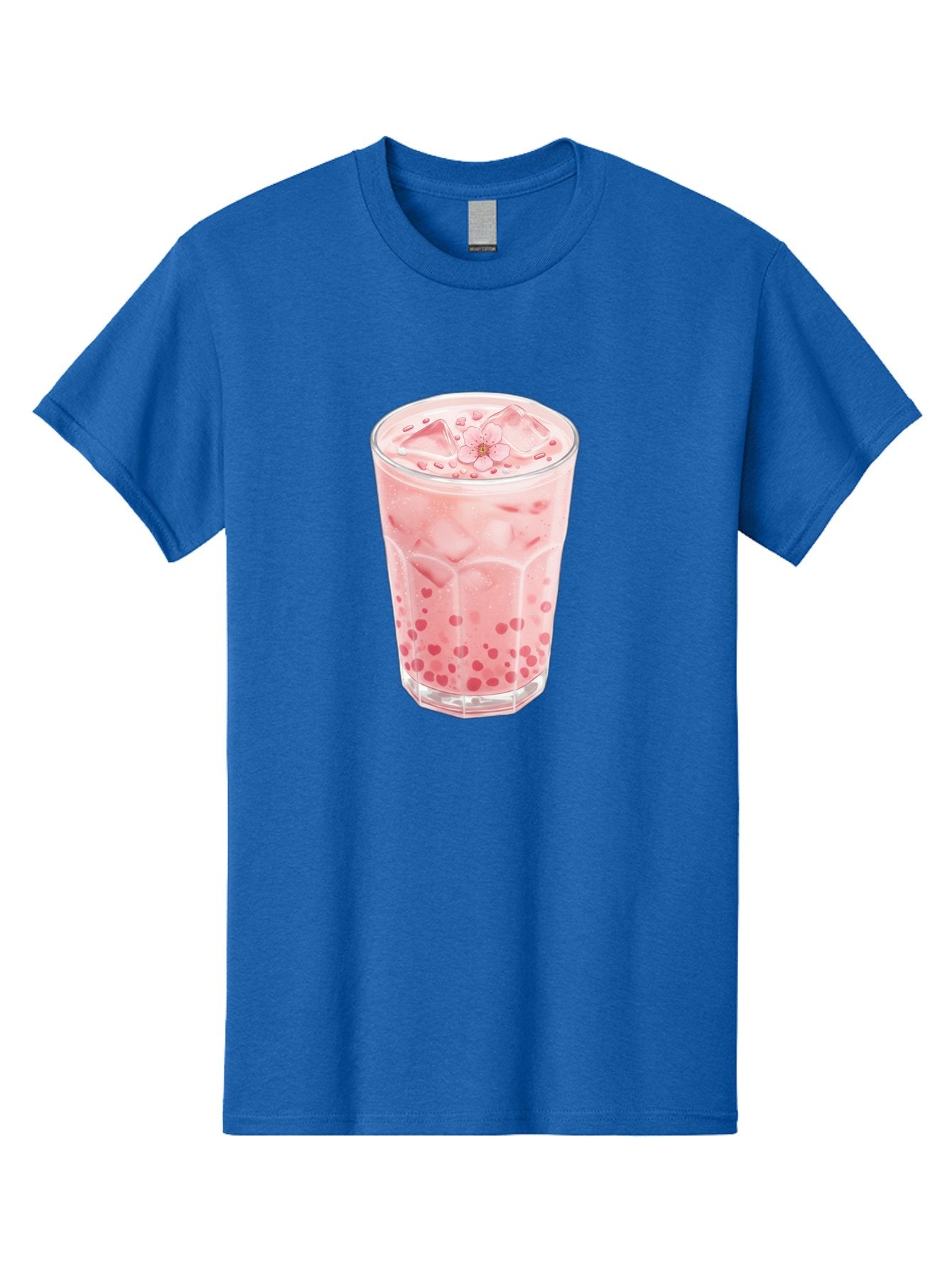 Pink-Boba-Tea Men'S Graphic Tee, 100% Cotton, Comfortable Casual Summer Wear, Machine Washable, Pink Boba, Boba Tea, Milk Tea, Iced Drink, Refreshing Beverage, Boba Bubbles, Sweet Treat, Floral Ice Cube, Chilled Drink Bad425 3