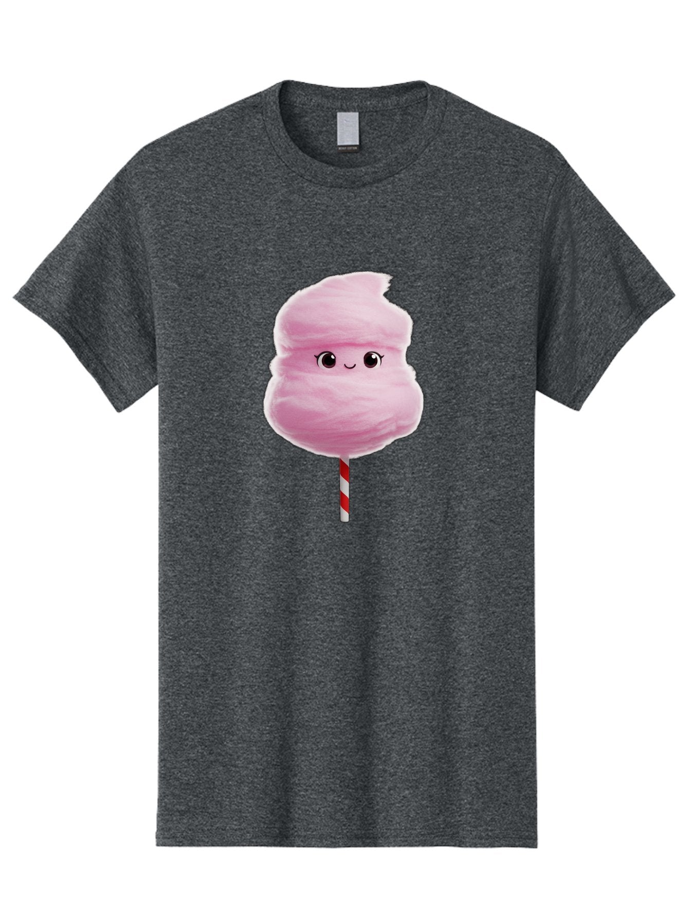 Pink-Cotton-Candy Men'S Graphic Tee, 100% Cotton, Comfortable Casual Summer Wear, Machine Washable, Pink Cotton Candy, Fluffy Sweet Treat, Cartoon Character, Smiling Face, Red And White Striped Stick, Cute Illustration, Cartoon Cotton Candy, Bad426 11