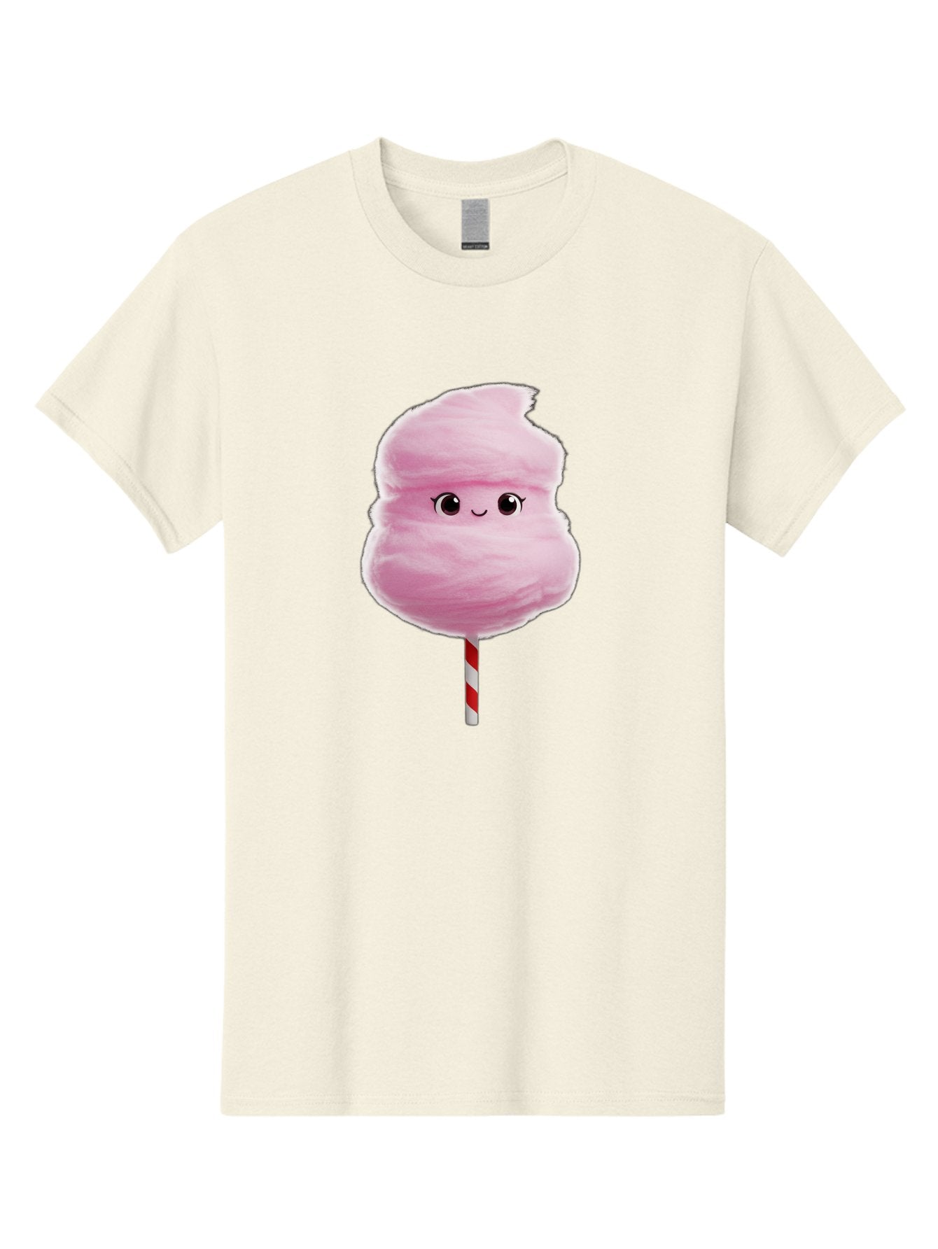 Pink-Cotton-Candy Men'S Graphic Tee, 100% Cotton, Comfortable Casual Summer Wear, Machine Washable, Pink Cotton Candy, Fluffy Sweet Treat, Cartoon Character, Smiling Face, Red And White Striped Stick, Cute Illustration, Cartoon Cotton Candy, Bad426 6