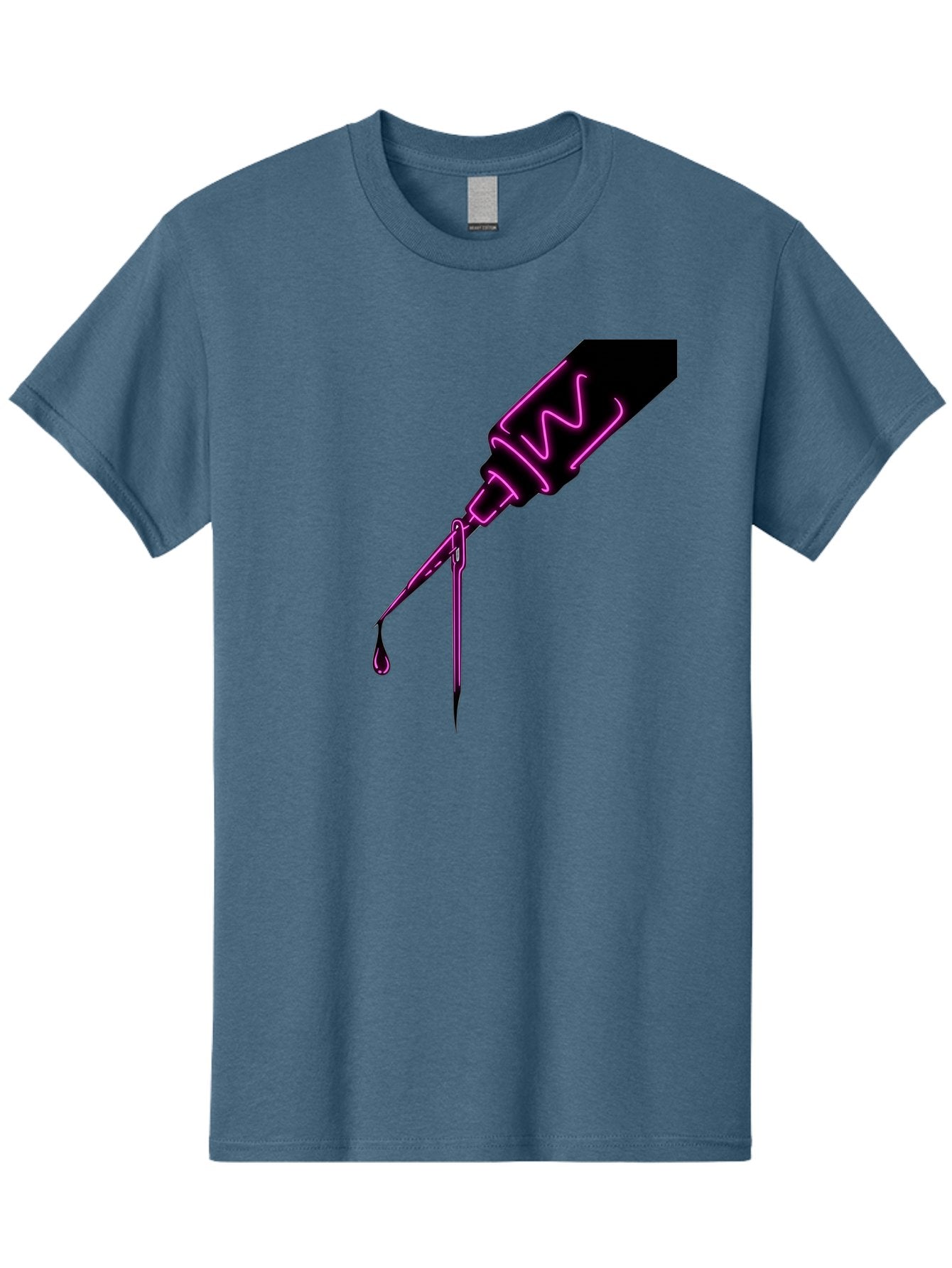 Pink-Dropper Men'S Graphic Tee, 100% Cotton, Comfortable Casual Summer Wear, Machine Washable, Pink Neon Dropper Bottle, Glowing Liquid, Medical Bottle, Pink Glow, Single Drop, Neon Lights, Modern Design, Futuristic Style Bad428 11