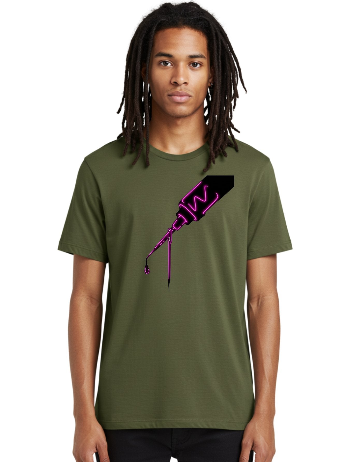 Pink-Dropper Men'S Graphic Tee, 100% Cotton, Comfortable Casual Summer Wear, Machine Washable, Pink Neon Dropper Bottle, Glowing Liquid, Medical Bottle, Pink Glow, Single Drop, Neon Lights, Modern Design, Futuristic Style Bad428 18