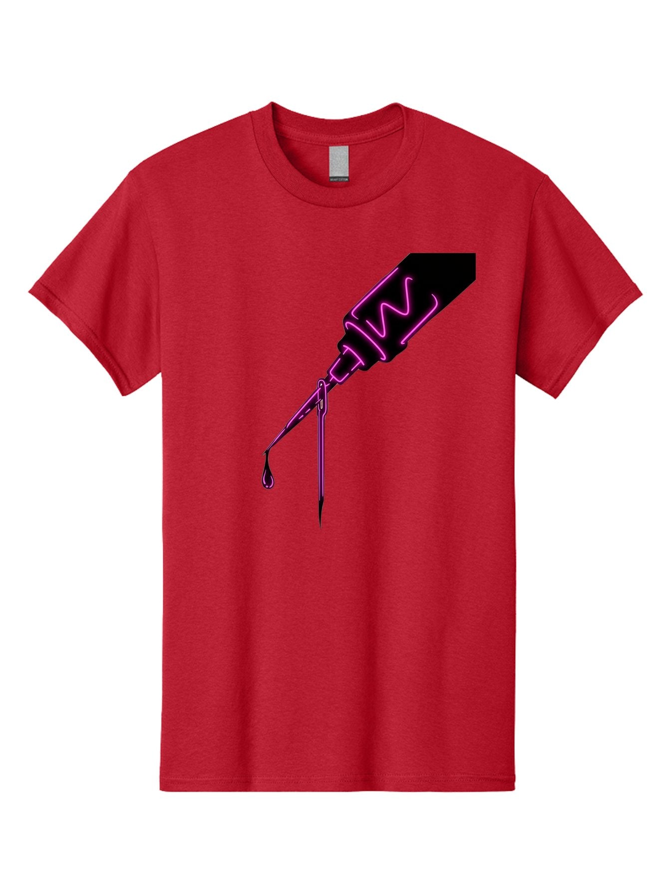 Pink-Dropper Men'S Graphic Tee, 100% Cotton, Comfortable Casual Summer Wear, Machine Washable, Pink Neon Dropper Bottle, Glowing Liquid, Medical Bottle, Pink Glow, Single Drop, Neon Lights, Modern Design, Futuristic Style Bad428 9