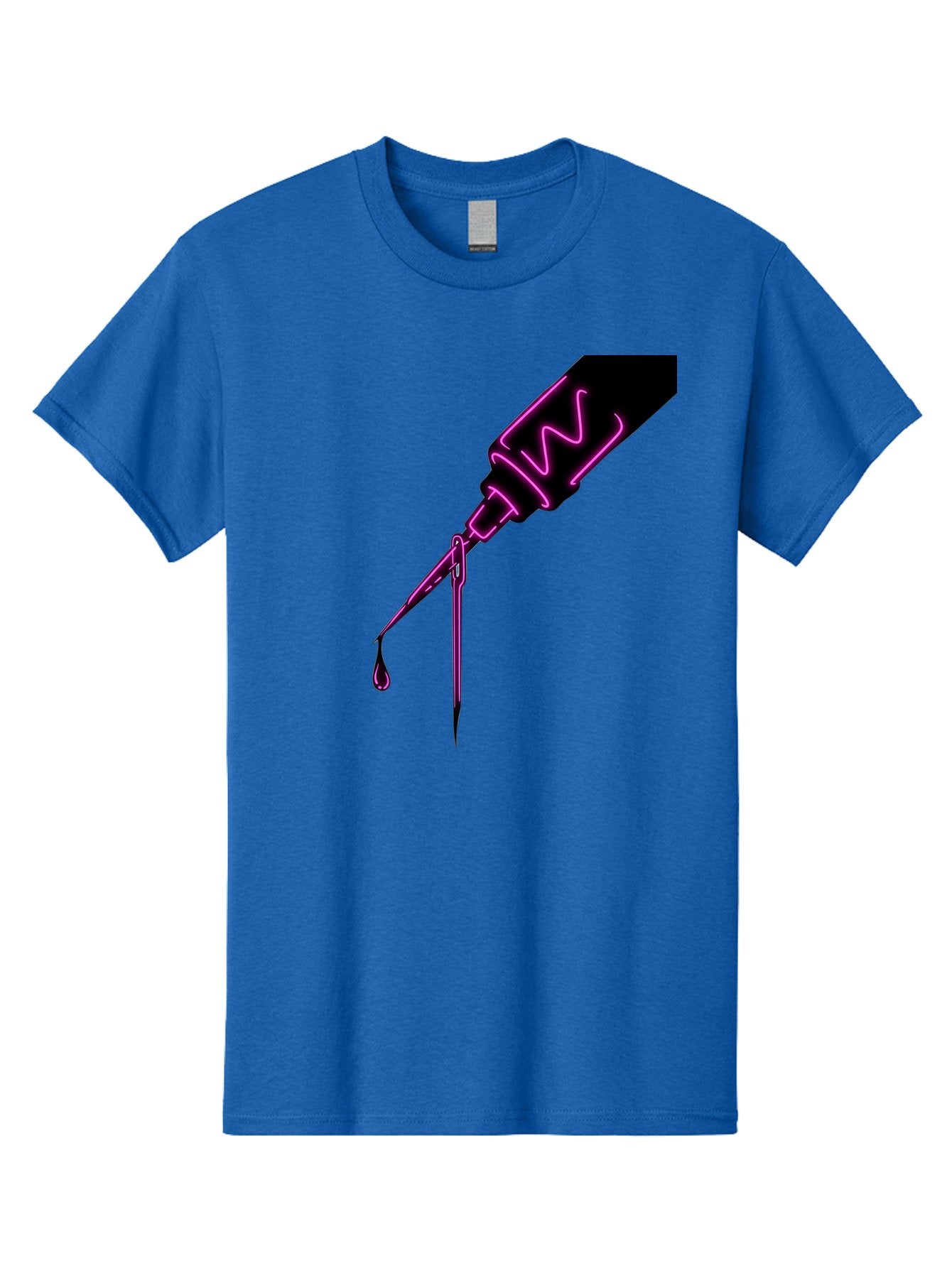 Pink-Dropper Men'S Graphic Tee, 100% Cotton, Comfortable Casual Summer Wear, Machine Washable, Pink Neon Dropper Bottle, Glowing Liquid, Medical Bottle, Pink Glow, Single Drop, Neon Lights, Modern Design, Futuristic Style Bad428 5