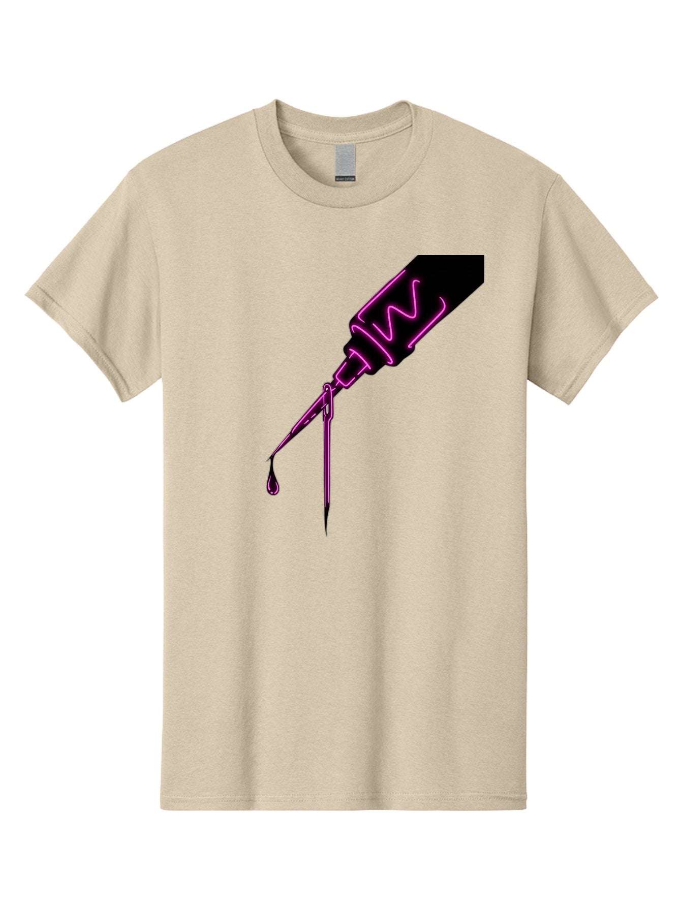 Pink-Dropper Men'S Graphic Tee, 100% Cotton, Comfortable Casual Summer Wear, Machine Washable, Pink Neon Dropper Bottle, Glowing Liquid, Medical Bottle, Pink Glow, Single Drop, Neon Lights, Modern Design, Futuristic Style Bad428 7