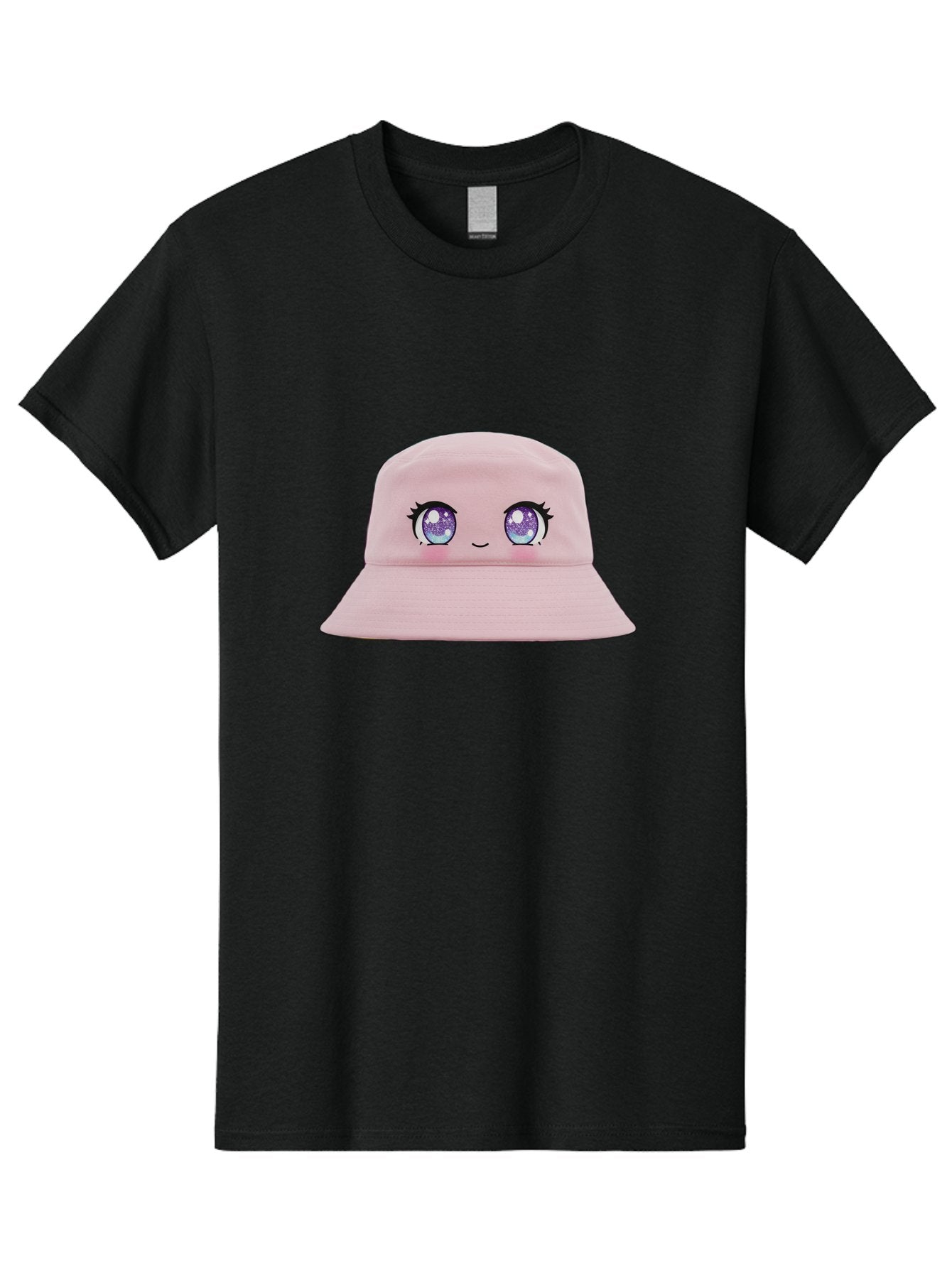 Pink-Hat Men'S Graphic Tee, 100% Cotton, Comfortable Casual Summer Wear, Machine Washable, Kawaii Fashion, Pink Baseball Cap, Cartoon Eyes, Cute Face, Kawaii Accessories, Pastel Fashion, Cute Hats, Fashion Trends, Kawaii Style Bad430 7