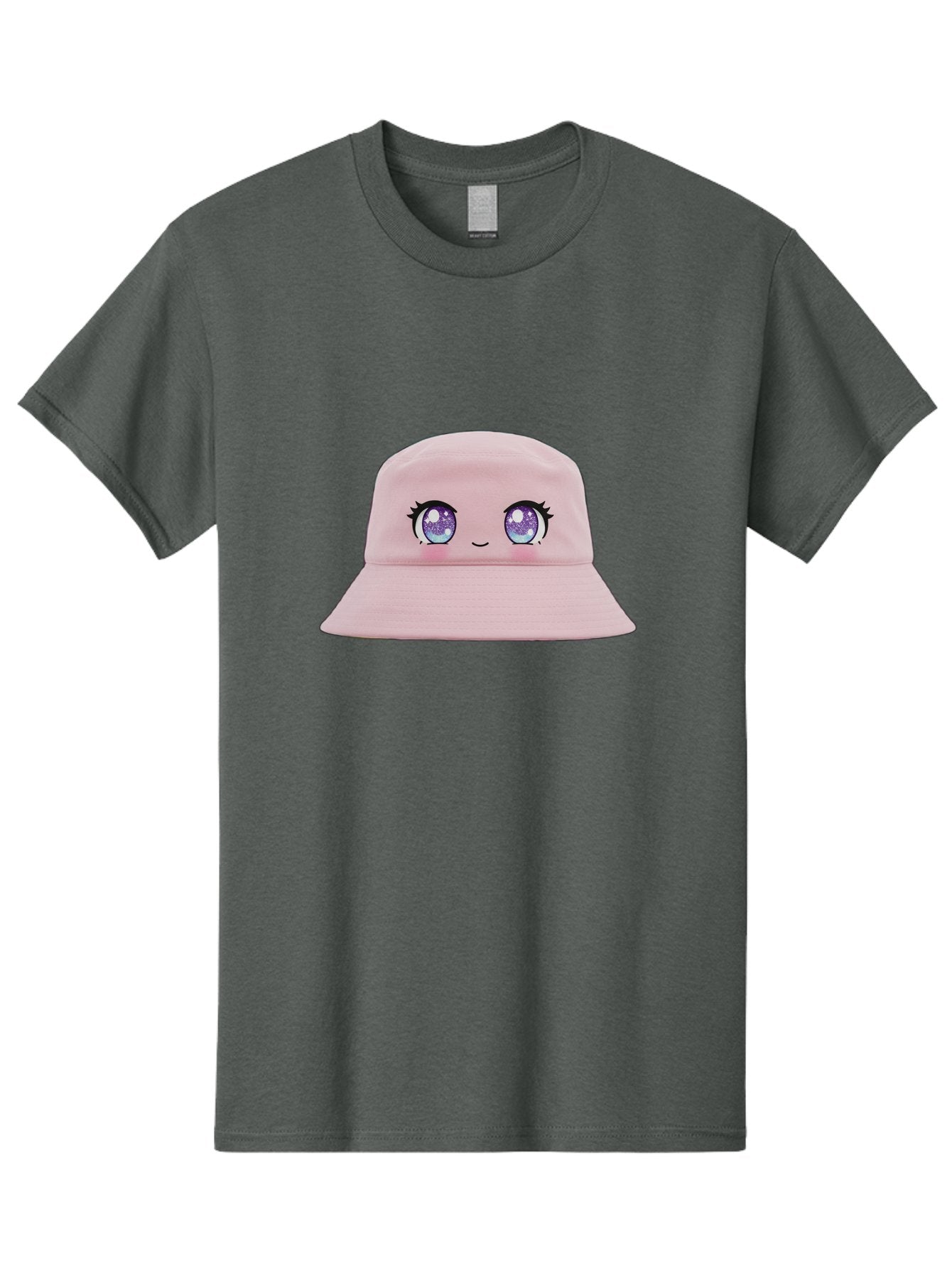 Pink-Hat Men'S Graphic Tee, 100% Cotton, Comfortable Casual Summer Wear, Machine Washable, Kawaii Fashion, Pink Baseball Cap, Cartoon Eyes, Cute Face, Kawaii Accessories, Pastel Fashion, Cute Hats, Fashion Trends, Kawaii Style Bad430 11