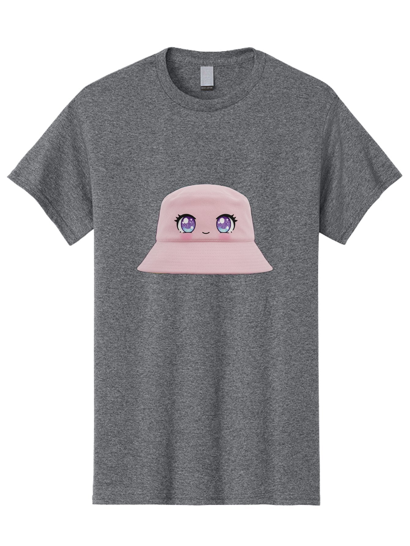 Pink-Hat Men'S Graphic Tee, 100% Cotton, Comfortable Casual Summer Wear, Machine Washable, Kawaii Fashion, Pink Baseball Cap, Cartoon Eyes, Cute Face, Kawaii Accessories, Pastel Fashion, Cute Hats, Fashion Trends, Kawaii Style Bad430 13