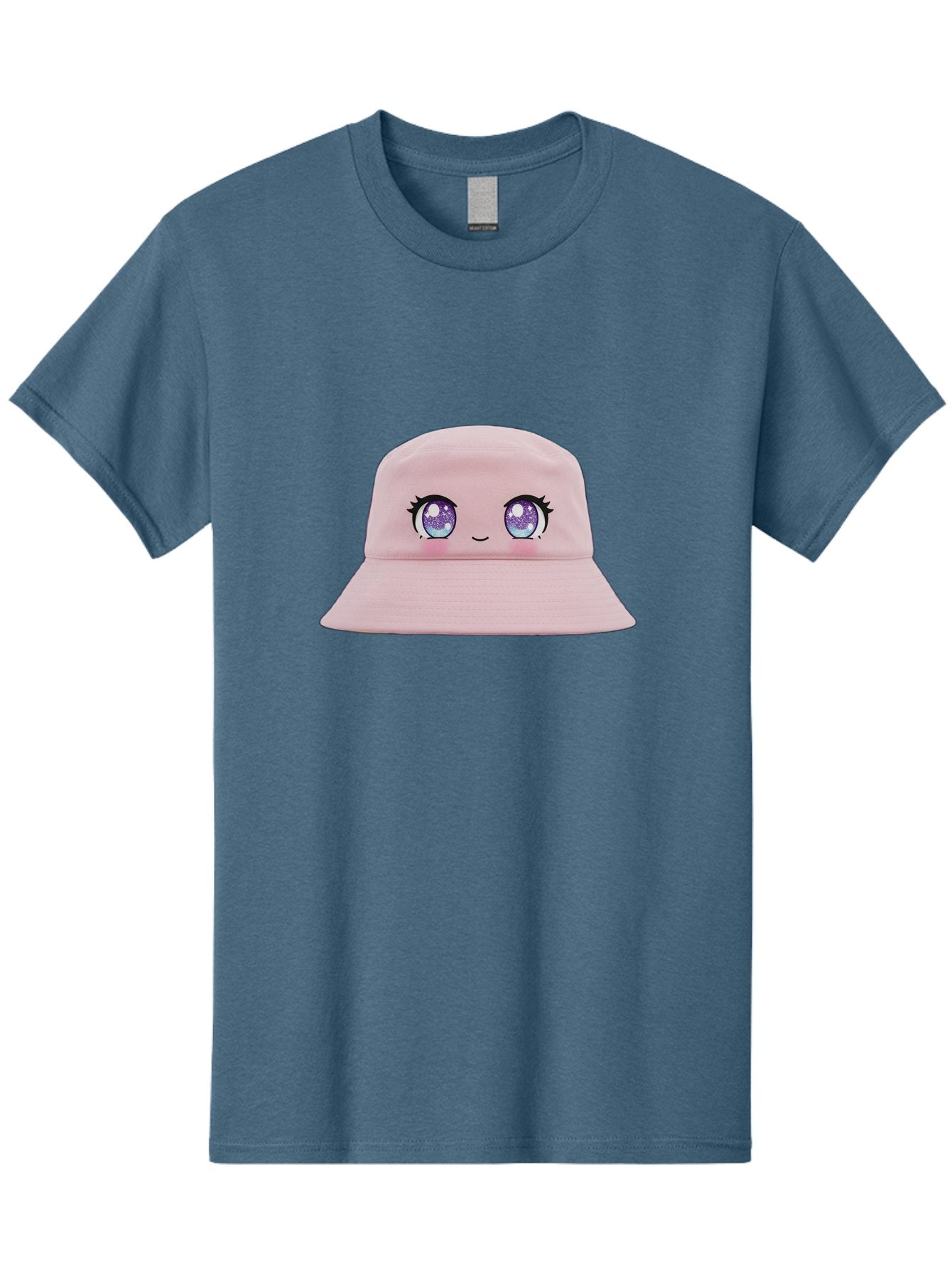 Pink-Hat Men'S Graphic Tee, 100% Cotton, Comfortable Casual Summer Wear, Machine Washable, Kawaii Fashion, Pink Baseball Cap, Cartoon Eyes, Cute Face, Kawaii Accessories, Pastel Fashion, Cute Hats, Fashion Trends, Kawaii Style Bad430 14