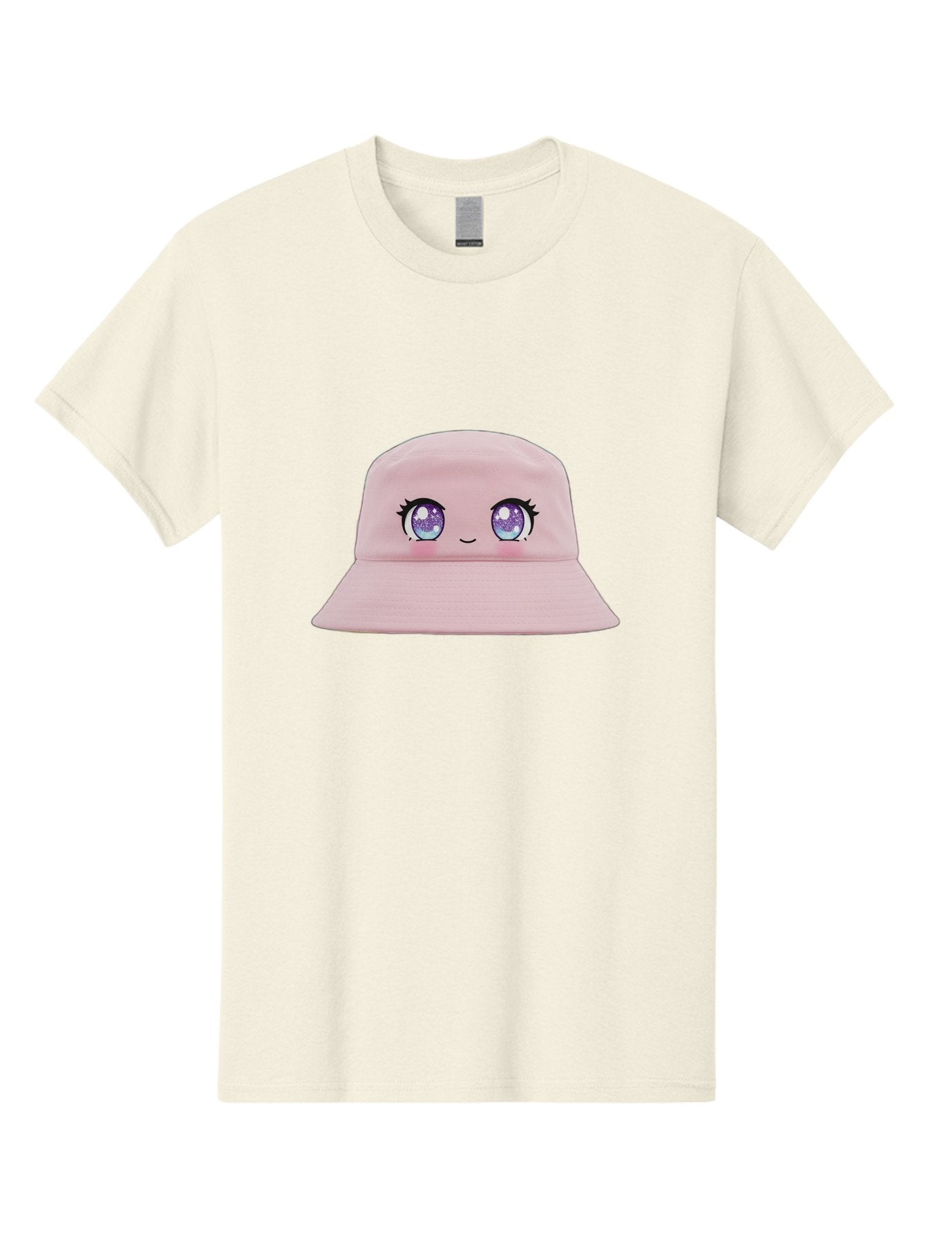 Pink-Hat Men'S Graphic Tee, 100% Cotton, Comfortable Casual Summer Wear, Machine Washable, Kawaii Fashion, Pink Baseball Cap, Cartoon Eyes, Cute Face, Kawaii Accessories, Pastel Fashion, Cute Hats, Fashion Trends, Kawaii Style Bad430 10
