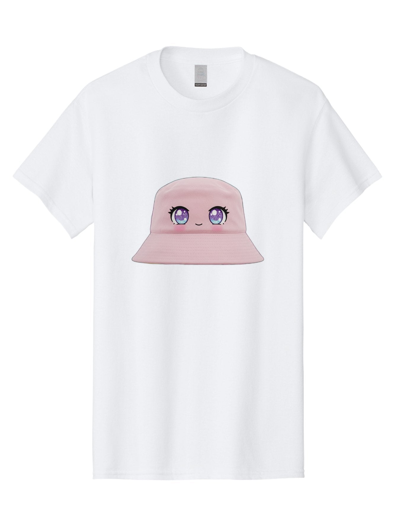 Pink-Hat Men'S Graphic Tee, 100% Cotton, Comfortable Casual Summer Wear, Machine Washable, Kawaii Fashion, Pink Baseball Cap, Cartoon Eyes, Cute Face, Kawaii Accessories, Pastel Fashion, Cute Hats, Fashion Trends, Kawaii Style Bad430 4