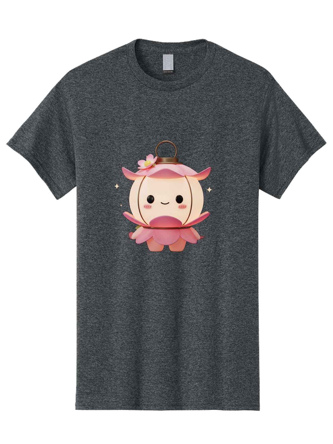 Pink-Lantern-Creature Men'S Graphic Tee, 100% Cotton, Comfortable Casual Summer Wear, Machine Washable, Cartoon Character, Pink Lantern, Fantasy Creature, Kawaii Art, Digital Illustration, Anime Style, Cute Face, Smiling, Rosy Cheeks, Bad431 13