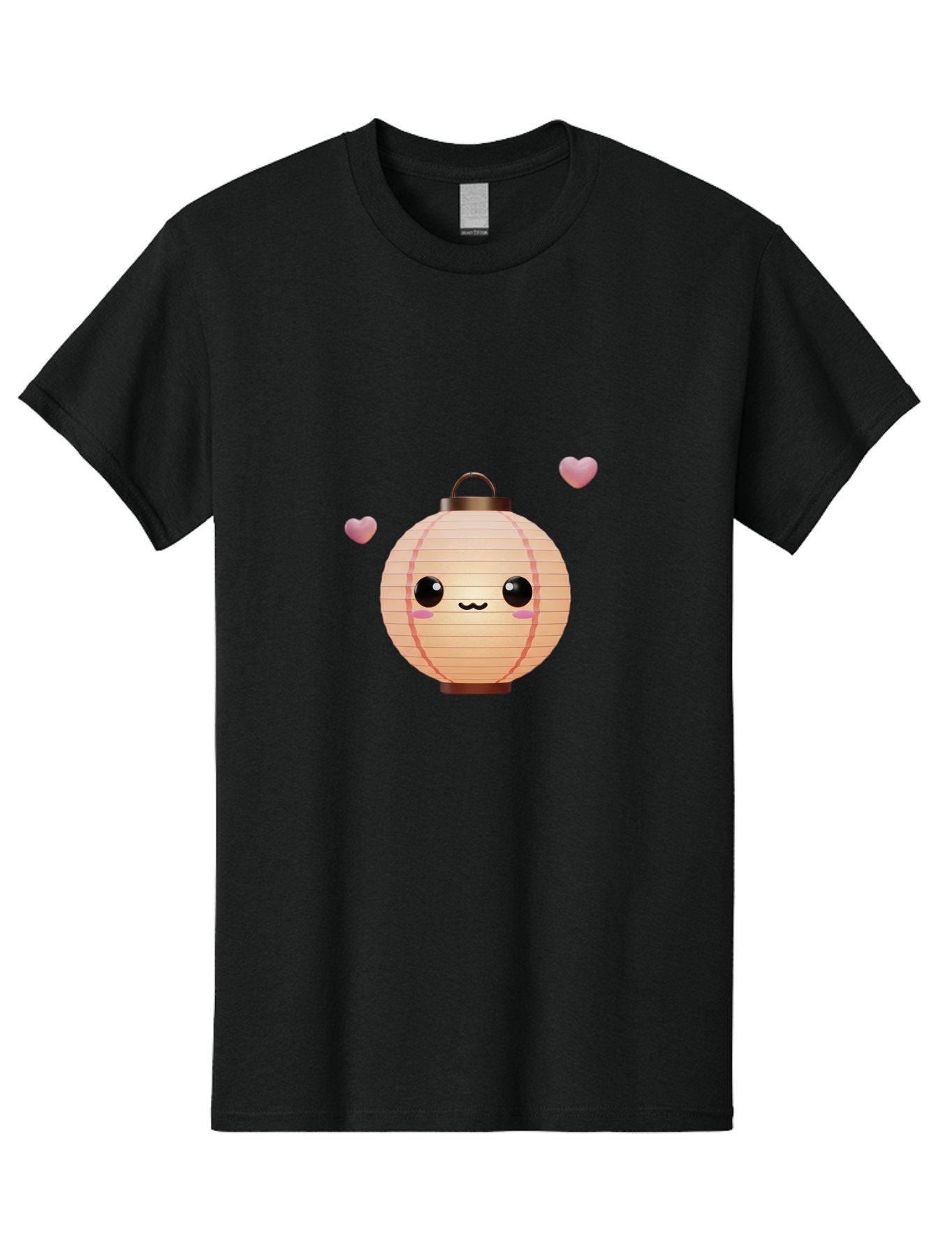 Pink-Lantern Men'S Graphic Tee, 100% Cotton, Comfortable Casual Summer Wear, Machine Washable, Kawaii Lantern, Cute Design, Heart-Shaped Elements, Pink Hearts, Digital Illustration, Cartoon Style, Adorable Character, Pink Lantern Bad432