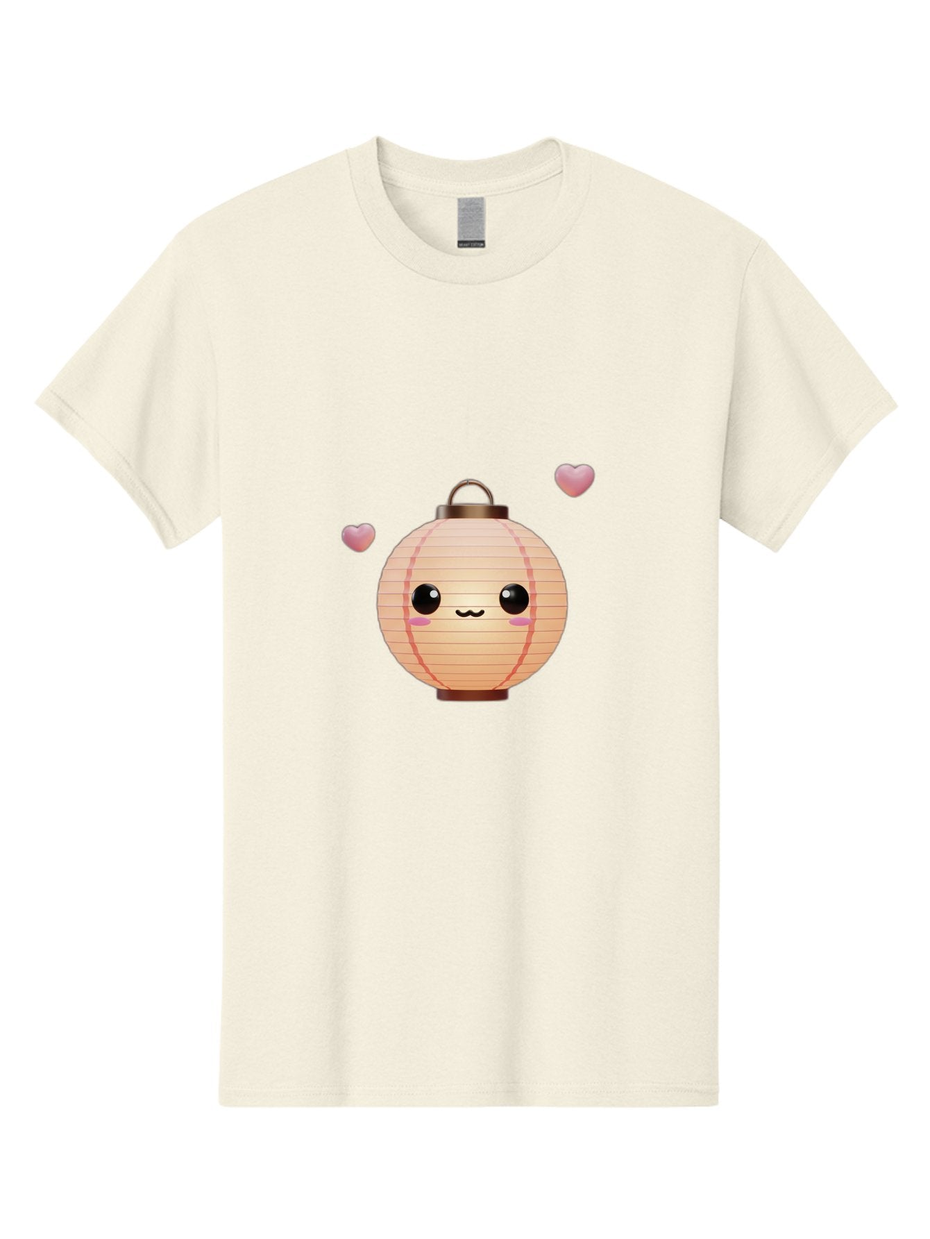 Pink-Lantern Men'S Graphic Tee, 100% Cotton, Comfortable Casual Summer Wear, Machine Washable, Kawaii Lantern, Cute Design, Heart-Shaped Elements, Pink Hearts, Digital Illustration, Cartoon Style, Adorable Character, Pink Lantern Bad432 5