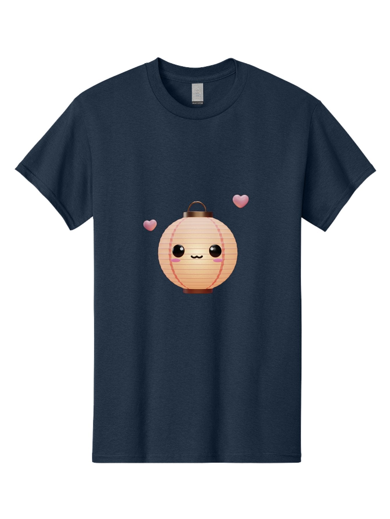 Pink-Lantern Men'S Graphic Tee, 100% Cotton, Comfortable Casual Summer Wear, Machine Washable, Kawaii Lantern, Cute Design, Heart-Shaped Elements, Pink Hearts, Digital Illustration, Cartoon Style, Adorable Character, Pink Lantern Bad432 12