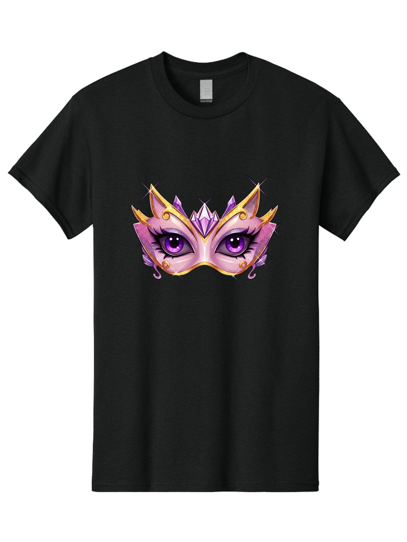 Pink-Mask Men'S Graphic Tee, 100% Cotton, Comfortable Casual Summer Wear, Machine Washable, Masquerade Mask, Purple Eyes, Gold Trim, Luxury Design, Mysterious Gaze, Decorative Mask, Elegant Face Mask, Carnival Accessory Bad433 4