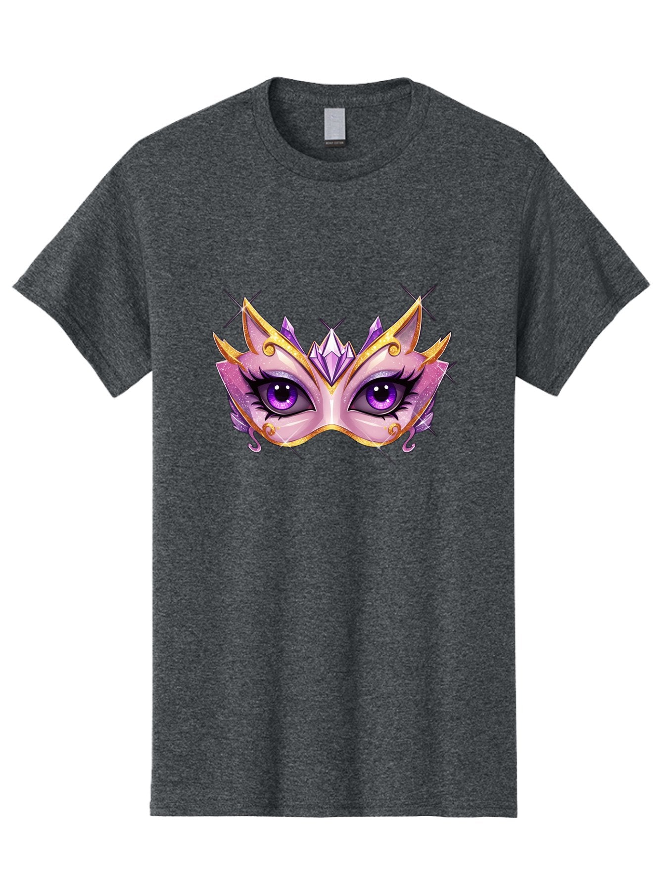 Pink-Mask Men'S Graphic Tee, 100% Cotton, Comfortable Casual Summer Wear, Machine Washable, Masquerade Mask, Purple Eyes, Gold Trim, Luxury Design, Mysterious Gaze, Decorative Mask, Elegant Face Mask, Carnival Accessory Bad433 13