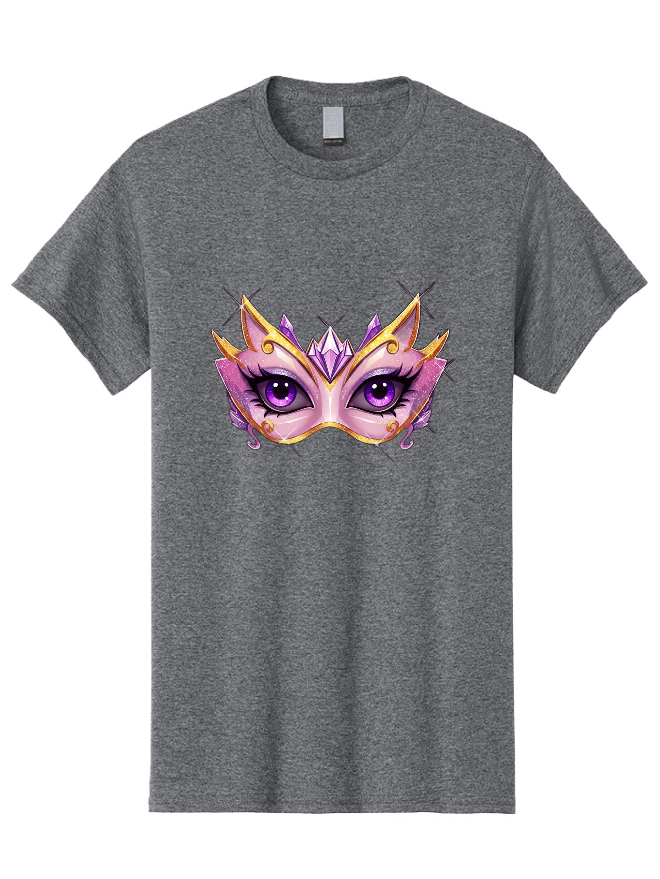 Pink-Mask Men'S Graphic Tee, 100% Cotton, Comfortable Casual Summer Wear, Machine Washable, Masquerade Mask, Purple Eyes, Gold Trim, Luxury Design, Mysterious Gaze, Decorative Mask, Elegant Face Mask, Carnival Accessory Bad433 8