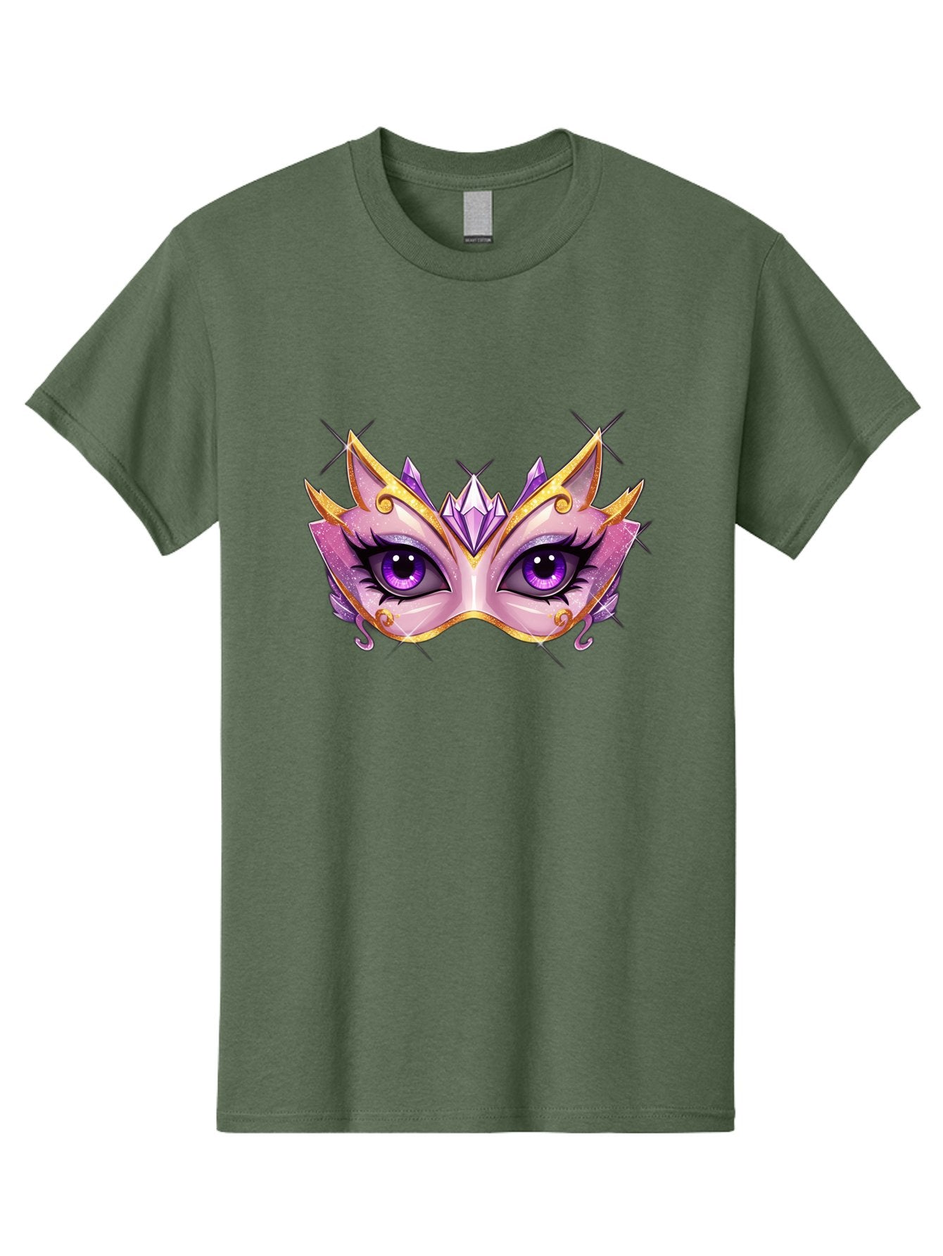 Pink-Mask Men'S Graphic Tee, 100% Cotton, Comfortable Casual Summer Wear, Machine Washable, Masquerade Mask, Purple Eyes, Gold Trim, Luxury Design, Mysterious Gaze, Decorative Mask, Elegant Face Mask, Carnival Accessory Bad433 14
