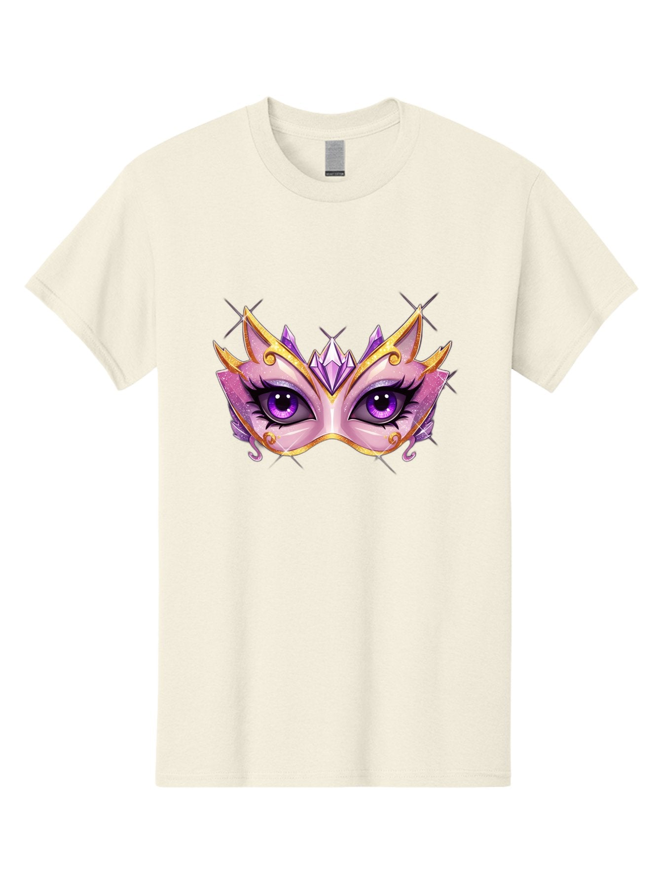 Pink-Mask Men'S Graphic Tee, 100% Cotton, Comfortable Casual Summer Wear, Machine Washable, Masquerade Mask, Purple Eyes, Gold Trim, Luxury Design, Mysterious Gaze, Decorative Mask, Elegant Face Mask, Carnival Accessory Bad433 6