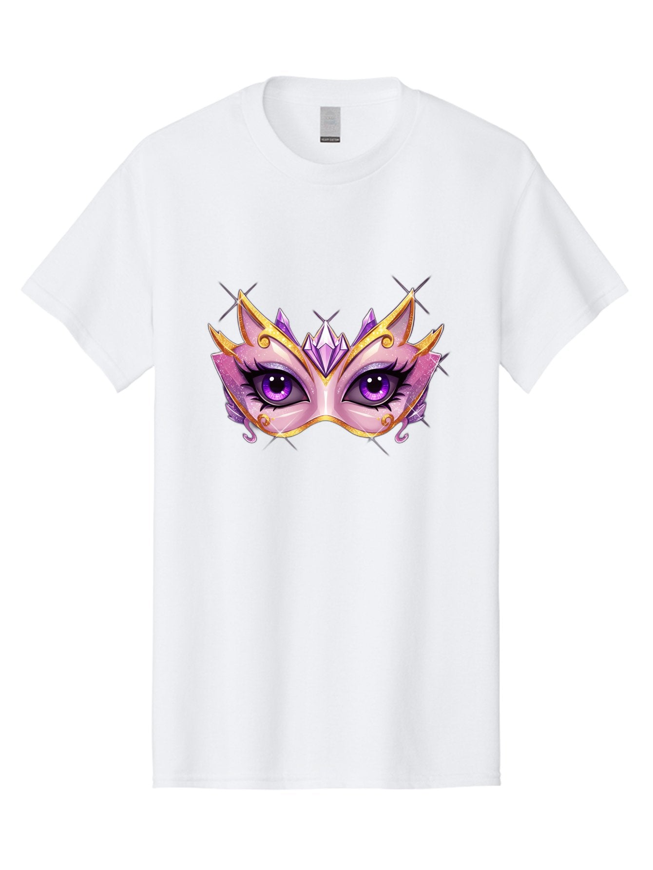 Pink-Mask Men'S Graphic Tee, 100% Cotton, Comfortable Casual Summer Wear, Machine Washable, Masquerade Mask, Purple Eyes, Gold Trim, Luxury Design, Mysterious Gaze, Decorative Mask, Elegant Face Mask, Carnival Accessory Bad433 10