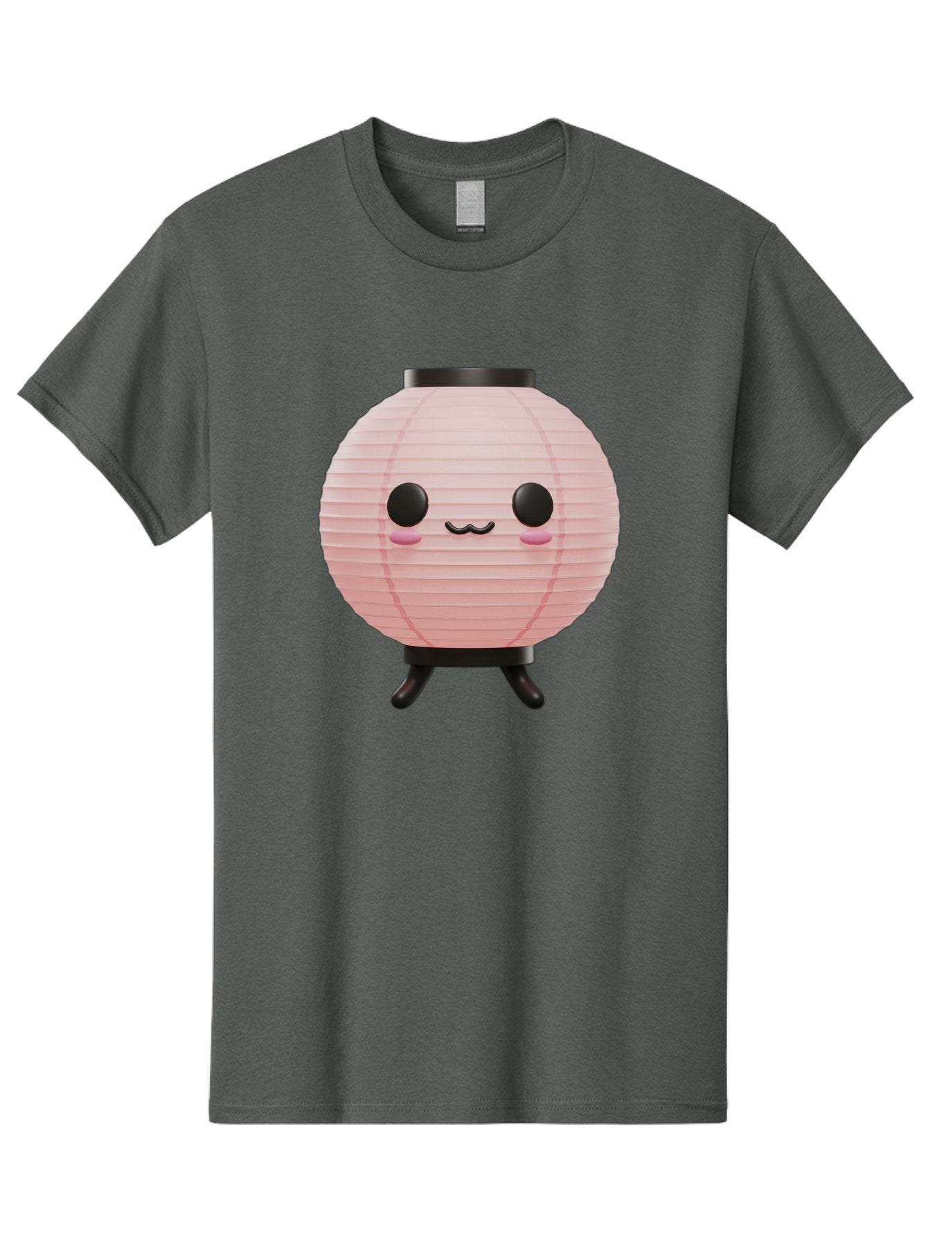 Pink-Paper-Lantern Men'S Graphic Tee, 100% Cotton, Comfortable Casual Summer Wear, Machine Washable, Pink Paper Lantern, Cute Character, Kawaii Culture, Cartoon Style, Smiling Face, Rosy Cheeks, Round Eyes, Black Stand, Kawaii Aesthetic, Bad436 13