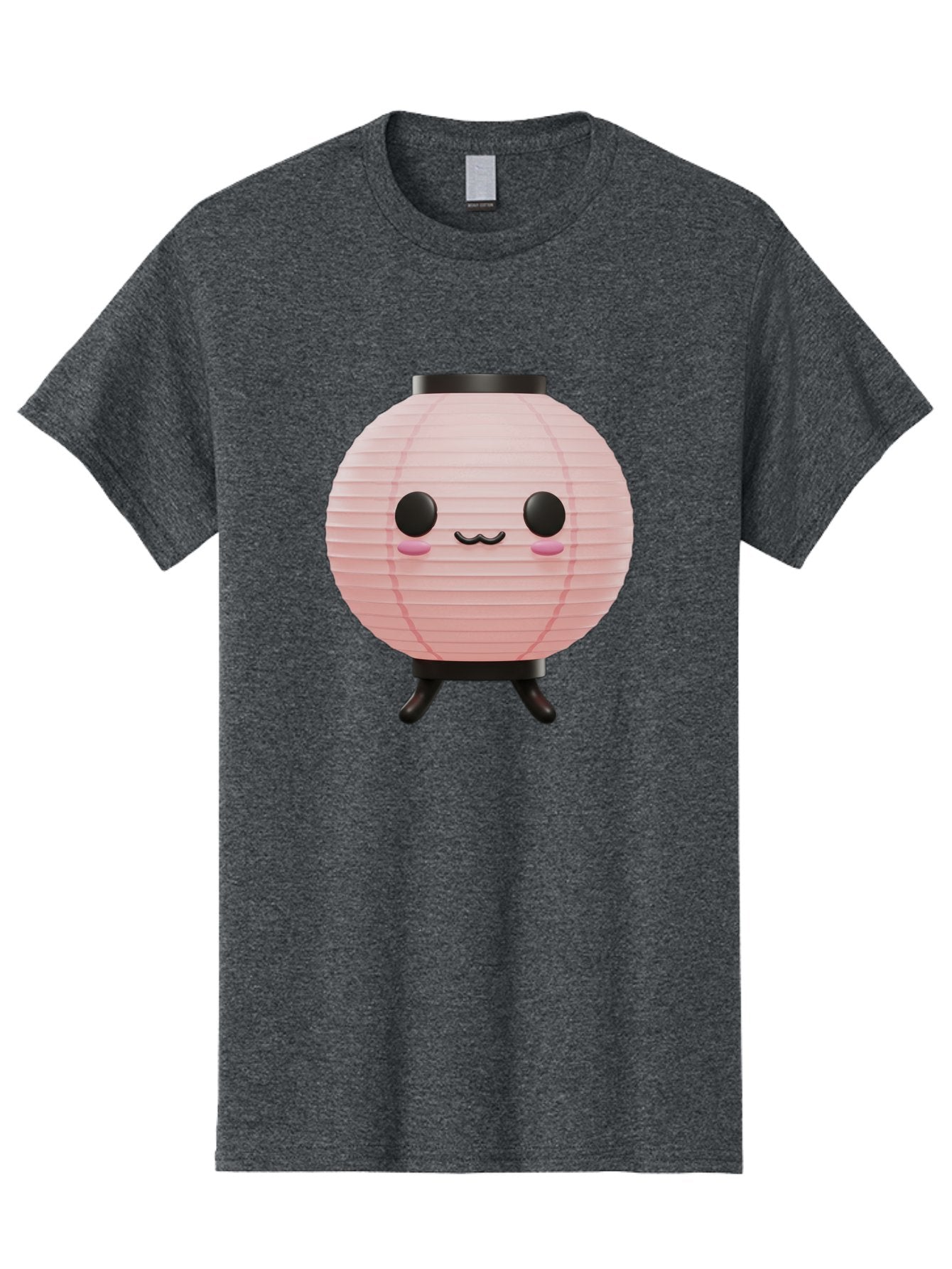 Pink-Paper-Lantern Men'S Graphic Tee, 100% Cotton, Comfortable Casual Summer Wear, Machine Washable, Pink Paper Lantern, Cute Character, Kawaii Culture, Cartoon Style, Smiling Face, Rosy Cheeks, Round Eyes, Black Stand, Kawaii Aesthetic, Bad436 8